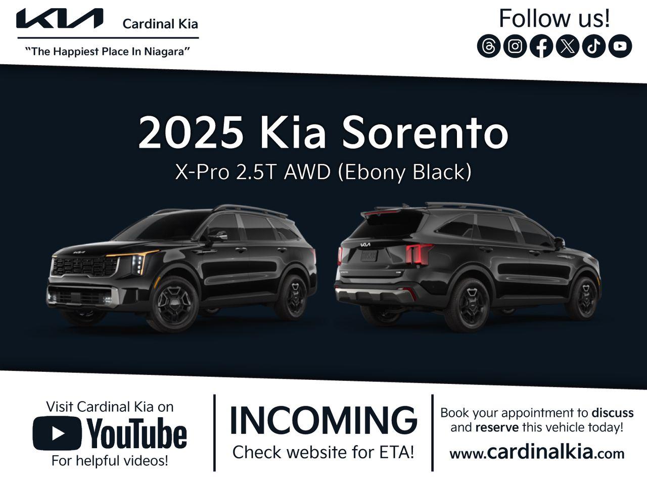 New 2025 Kia Sorento X-PRO Black Interior for sale in Niagara Falls, ON