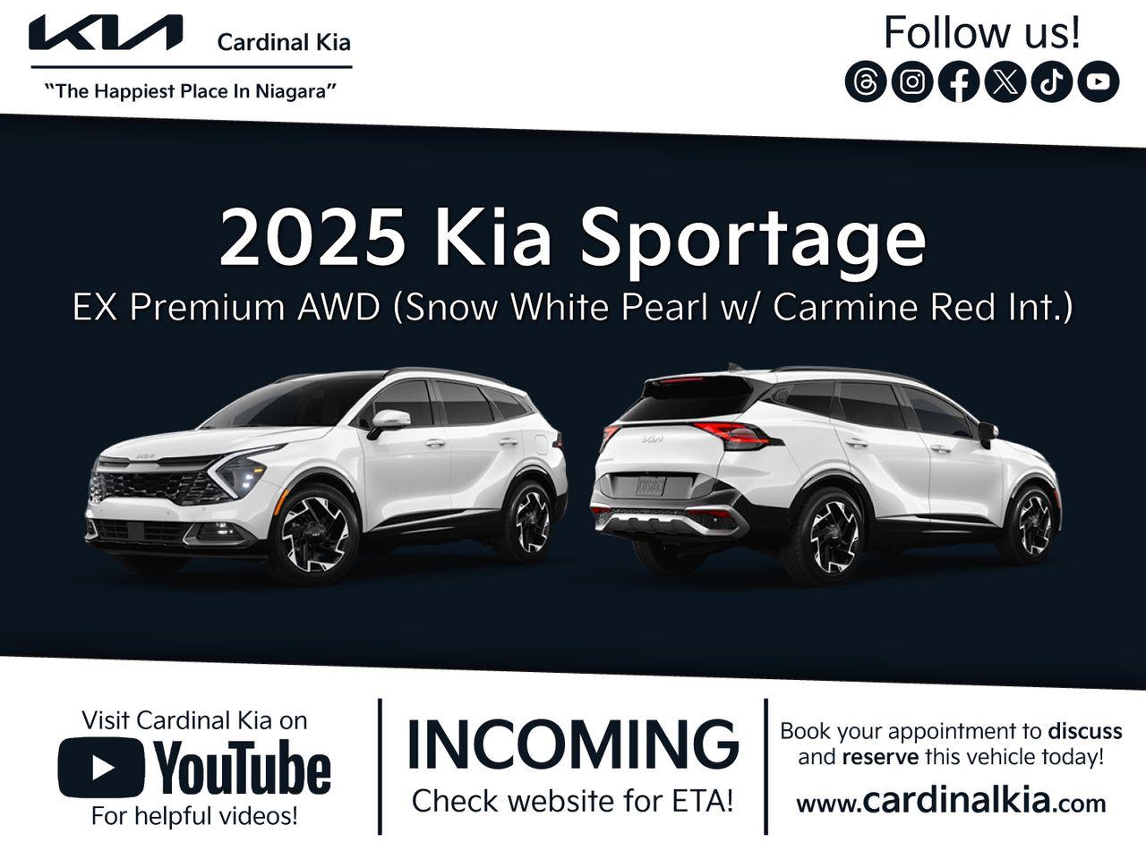 New 2025 Kia Sportage EX Premium - Red Interior for sale in Niagara Falls, ON