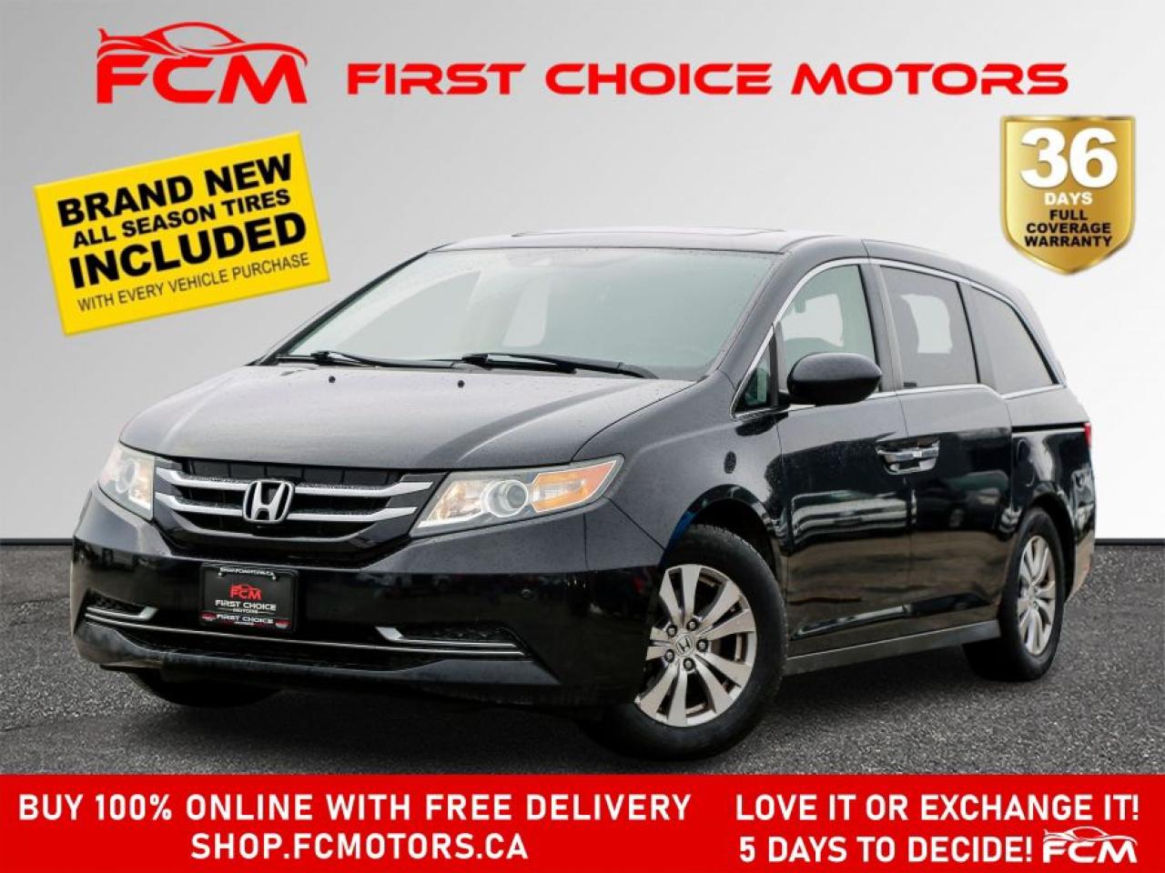 ** ** SPECIAL LIMITED TIME OFFER ** ** PURCHASE ANY VEHICLE THIS WEEK AND RECEIVE 4 BRAND-NEW ALL-SEASON TIRES AT NO ADDITIONAL COST!!! DON   T MISS THIS EXCLUSIVE CHANCE TO UPGRADE YOUR RIDE AND STAY PREPARED FOR ANY WEATHER!!! <br><br>EXCITING NEWS FROM FIRST CHOICE MOTORS! Our brand-new online showroom is now open to the public, bringing the ultimate car shopping experience right to your fingertips! Enjoy a 100% online car shopping experience, with over 500 certified vehicles in stock, comprehensive protection plans, and thousands of new auto parts & accessories available! Plus, for a limited time, were offering FREE deliveries across Ontario on all vehicle purchases! Dont miss out   visit Shop.fcmotors.ca to find and upgrade your perfect vehicle today!<br><br>Welcome to First Choice Motors, the largest car dealership in Toronto of pre-owned cars, SUVs, and vans priced between $5000-$15,000. With an impressive inventory of over 300 vehicles in stock, we are dedicated to providing our customers with a vast selection of affordable and reliable options. <br><br>Were thrilled to offer a used 2014 Honda Odyssey EX-L, grey color with 247,000km (STK#8278) This vehicle was $13990 NOW ON SALE FOR $11990. It is equipped with the following features:<br>- Automatic Transmission<br>- Leather Seats<br>- Sunroof<br>- Heated seats<br>- Bluetooth<br>- Reverse camera<br>- Blind spot camera<br>- Alloy wheels<br>- 8 Passenger<br>- Power windows<br>- Power locks<br>- Power mirrors<br>- Air Conditioning<br><br>At First Choice Motors, we believe in providing quality vehicles that our customers can depend on. All our vehicles come with a 36-day FULL COVERAGE warranty. We also offer additional warranty options up to 5 years for our customers who want extra peace of mind.<br><br>Furthermore, all our vehicles are sold fully certified with brand new brakes rotors and pads, a fresh oil change, and brand new set of all-season tires installed & balanced. You can be confident that this car is in excellent condition and ready to hit the road.<br><br>At First Choice Motors, we believe that everyone deserves a chance to own a reliable and affordable vehicle. Thats why we offer financing options with low interest rates starting at 7.9% O.A.C. Were proud to approve all customers, including those with bad credit, no credit, students, and even 9 socials. Our finance team is dedicated to finding the best financing option for you and making the car buying process as smooth and stress-free as possible.<br><br>Our dealership is open 7 days a week to provide you with the best customer service possible. We carry the largest selection of used vehicles for sale under $9990 in all of Ontario. We stock over 300 cars, mostly Hyundai, Chevrolet, Mazda, Honda, Volkswagen, Toyota, Ford, Dodge, Kia, Mitsubishi, Acura, Lexus, and more. With our ongoing sale, you can find your dream car at a price you can afford. Come visit us today and experience why we are the best choice for your next used car purchase!<br><br>All prices exclude a $10 OMVIC fee, license plates & registration  and ONTARIO HST (13%)