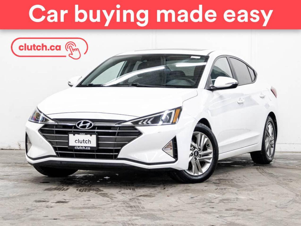NO ACCIDENTS / CLEAN CARFAX / Push Button Start  , PowerSideMirrors  , 12V Outlets    and more!<br> <br>Clutch is the largest online used car retailer in Canada, delivering a seamless, hassle-free car-buying experience to drivers everywhere. Shop hundreds of used cars online, get the right one delivered to your door, and enjoy peace of mind with our optional 10-Day Money-Back Guarantee. How sweet is that? To learn more, visit clutch.ca.<br> <br>The top features for this 2020 Hyundai Elantra include:<br> <br>Push Button Start<br>PowerSideMirrors<br>12V Outlets<br>Rearview Camera<br>Cruise Control<br>Power Moonroof<br>Forward Safety System<br>A/C<br> <br>Seamless home delivery - Delivery to your door in a matter of days. Available on select packages.<br> <br>Try it out for 10 days - If you do not like it, we will take it back. Available on select packages. <br> <br>Quality assured - All cars go through our rigorous 210-point inspection and reconditioning process.<br> <br>Peace of mind - Optional 3-month Standard Warranty, with additional warranty options available.<br> <br>Haggle-free - No haggling or hard sells.<br> <br>100% Transparency - Full inspection reports on every car, including high-res photography and a free Carfax report.<br> <br>Listed price is for cash purchase only and does not include taxes, Shipping Fees (if applicable), Delivery Fees (if applicable), government licensing fees. 10-day Money Back Guarantee, 3-month Standard Warranty, and home delivery are available with select packages.<br> <br>Previous Provincial Registrations:<br>Quebec<br> <br>Stock # 44801