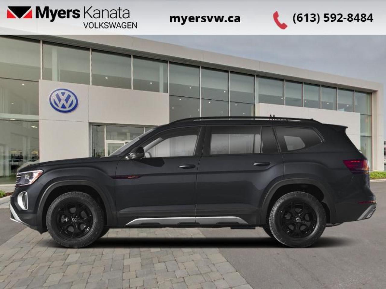 <br> <br>  Thanks for looking. <br> <br><br> <br> This deep black pearl SUV  has an automatic transmission and is powered by a  2.0L engine.<br> <br> Our Atlass trim level is Peak Edition 2.0 TSI. <br><br> <br>To apply right now for financing use this link : <a href=https://www.myersvw.ca/en/form/new/financing-request-step-1/44 target=_blank>https://www.myersvw.ca/en/form/new/financing-request-step-1/44</a><br><br> <br/>   0% financing for 24 months. 4.99% financing for 84 months. <br> Buy this vehicle now for the lowest bi-weekly payment of <b>$467.28</b> with $0 down for 84 months @ 4.99% APR O.A.C. ( taxes included, $1071 (OMVIC fee, Air and Tire Tax, Wheel Locks, Admin fee, Security and Etching) is included in the purchase price.    ).  Incentives expire 2025-03-31.  See dealer for details. <br> <br>Call one of our experienced Sales Representatives today and book your very own test drive! Why buy from us? Move with the Myers Automotive Group since 1942! We take all trade-ins - Appraisers on site!<br> Come by and check out our fleet of 30+ used cars and trucks and 110+ new cars and trucks for sale in Kanata.  o~o