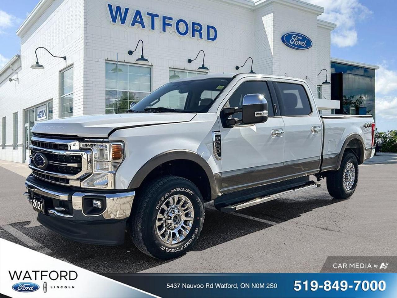 <p>The 2021 Ford F-250 Lariat 608A with the Ultimate Package is a rugged yet refined heavy-duty truck designed for those who require both power and luxury. Powered by a 6.7-liter PowerStroke turbo diesel V8 engine</p>
<p> making it more than capable of handling the toughest jobs while providing a smooth and confident ride.

The Lariat 608A trim offers a premium driving experience</p>
<p> with the Ultimate Package taking it to the next level by adding a suite of luxury features and cutting-edge technology. The interior boasts leather-trimmed seating</p>
<p> providing both comfort and entertainment. Advanced driver assistance features such as adaptive cruise control</p>
<p> enhancing both safety and convenience.

The Ultimate Package further enhances the truck with additional features like a panoramic sunroof</p>
<p> adding to both the aesthetic appeal and functionality of the F-250. The exterior design is bold and commanding</p>
<p> and innovation for those who demand the best from their heavy-duty truck.

REASONS TO BUY FROM WATFORD FORD


Best Price First.

Tired of negotiating? No problem! No hassle</p>
<p> best price from the start. Guaranteed!

Brake pads for life.

Receive free brake pads for life of your vehicle when you do all your regular service at Watford Ford.

First oil change covered.

Return to Watford Ford for your complimentary first oil change with your New or Used vehicle.

1 year road hazard tire protection.

Nails</p>
<p> potholes?no worries. $250 coverage per tire for any road hazards.

Secure-guard theft protection.

Four thousand dollars ($4</p>
<p> in the event that your Vehicle is stolen and not recovered and deemed to be a total loss

**Our goal is to maintain 100% accuracy on our listings. However</p>
<p> mistakes may still occur. Please contact us to confirm details**


**ONE KEY POLICY: All used cars come standard with One Key. In instances where the vehicle came with 2 Keys</p>
<a href=http://www.watfordford.com/used/Ford-Super_Duty_F250_SRW-2021-id11874919.html>http://www.watfordford.com/used/Ford-Super_Duty_F250_SRW-2021-id11874919.html</a>