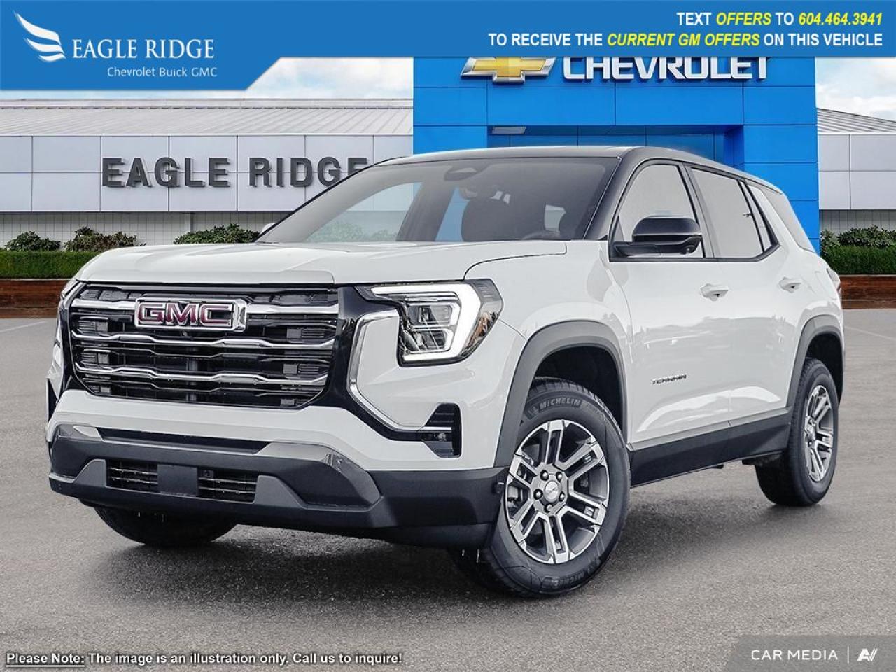 New 2025 GMC Terrain Elevation automatic stop/start, Google built-in, active noise cancellation, Wi-Fi hotspot capability, rear cross-traffic braking, and blind zone steering assist. for sale in Coquitlam, BC