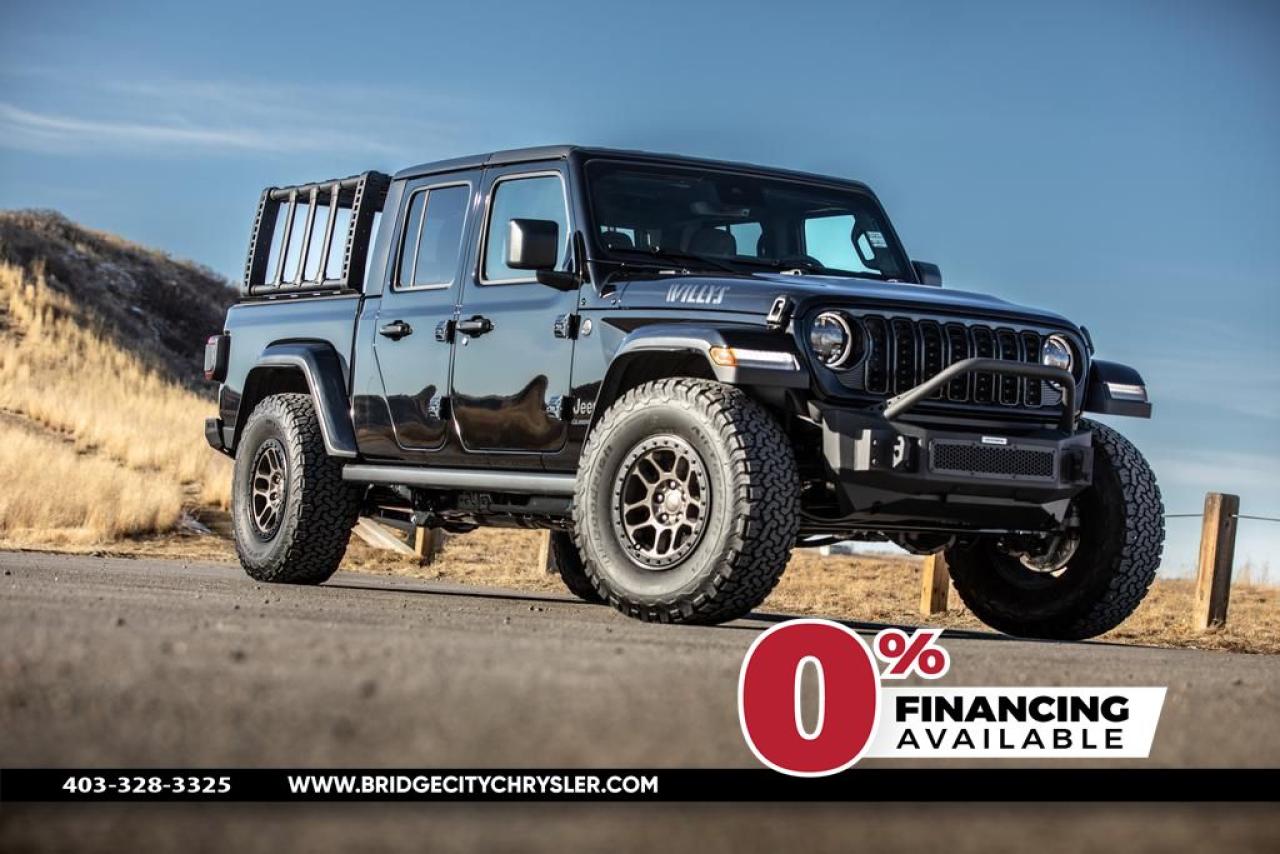 New 2024 Jeep Gladiator Sport Custom Willys: 392 Wheels, K02 Tires, FOX Shocks, Go Rhino Bumper, Overland Rack for sale in Lethbridge, AB