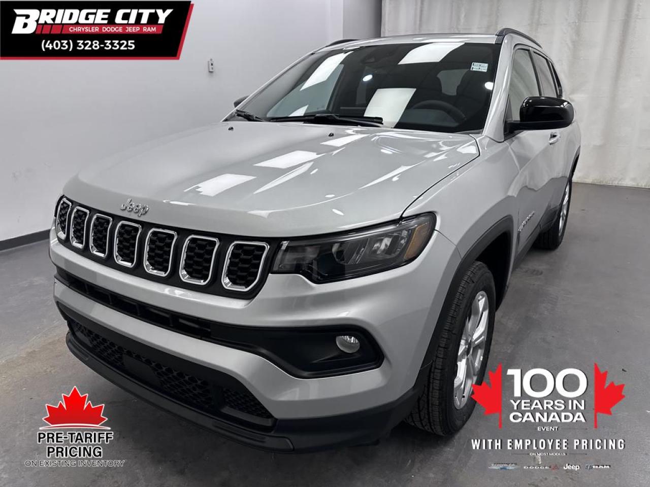 <b>Heated Steering Wheel,  Remote Start,  Climate Control,  Proximity Key,  Heated Seats!</b><br> <br> <br> <br>  Delivering a contemporary twist on iconic Jeep styling, this 2025 Compass is the perfect mix of rugged and refined. <br> <br>Keeping with quintessential Jeep engineering, this 2025 Compass sports a striking exterior design, with an extremely refined interior, loaded with the latest and greatest safety, infotainment and convenience technology. This SUV also has the off-road prowess to booth, with rugged build quality and great reliability to ensure that you get to your destination and back, as many times as you want. <br> <br> This silver zynith metallic SUV  has an automatic transmission and is powered by a  200HP 2.0L 4 Cylinder Engine.<br> <br> Our Compasss trim level is North. This Compass North steps things up with a heated steering wheel, dual-zone climate control, remote engine start, roof rack rails, front fog lamps and cornering headlamps, in addition to heated front seats, a 10.1-inch infotainment screen powered by Uconnect 5 with Apple CarPlay and Android Auto, push button start, air conditioning, cruise control with steering wheel controls, and front and rear cupholders. Safety features also include lane keeping assist with lane departure warning, forward collision warning with active braking, driver monitoring alert, and a rearview camera. This vehicle has been upgraded with the following features: Heated Steering Wheel,  Remote Start,  Climate Control,  Proximity Key,  Heated Seats,  Led Lights,  Lane Keep Assist. <br><br> <br>To apply right now for financing use this link : <a href=https://www.bridgecitychrysler.com/pre-approval/ target=_blank>https://www.bridgecitychrysler.com/pre-approval/</a><br><br> <br/><br>As a premier Chrysler, Dodge, Jeep and RAM dealership, Bridge City Chrysler proudly offers an extensive selection of new and used vehicles to meet every drivers needs. Customers across Lethbridge, Fort Macleod, Taber, Claresholm, Coaldale, and beyond trust us for daily vehicle specials, certified service and parts, and a seamless online inventory experience. <br><br>
With competitive financing options and expert support, we make car buying easy and enjoyable. <br><br>

Ready to hit the road? Schedule your test drive today at Bridge City Chrysler, your trusted Chrysler, Dodge, Jeep and RAM dealer in Lethbridge, Alberta.<br><br> Vehicle pricing offer shown expire 2025-05-31. <br> Come by and check out our fleet of 50+ used cars and trucks and 150+ new cars and trucks for sale in Lethbridge.  o~o