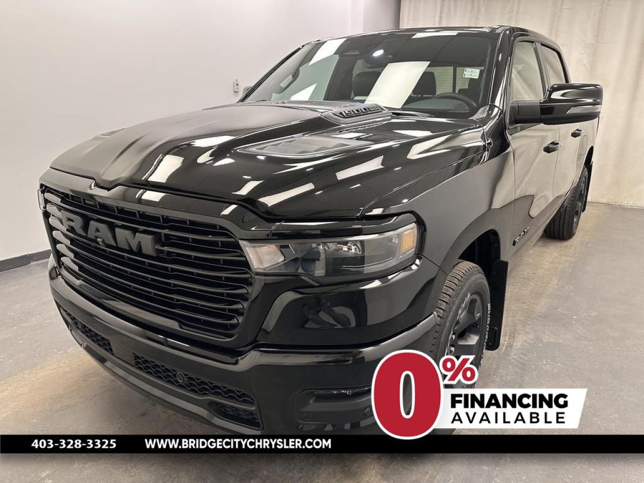 <b>Leather Seats, Power Running Boards!</b><br> <br> <br> <br>  Beauty meets brawn with this rugged Ram 1500. <br> <br>The Ram 1500s unmatched luxury transcends traditional pickups without compromising its capability. Loaded with best-in-class features, its easy to see why the Ram 1500 is so popular. With the most towing and hauling capability in a Ram 1500, as well as improved efficiency and exceptional capability, this truck has the grit to take on any task.<br> <br> This diamond black crystal pearl Crew Cab 4X4 pickup   has an automatic transmission and is powered by a  420HP 3.0L Straight 6 Cylinder Engine.<br> <br> Our 1500s trim level is Sport. This Ram 1500 in Sport trim rewards you with front heated seats, a leather-wrapped heated steering wheel, a 360 camera system, a 10-speaker Alpine audio, and a 12-inch infotainment screen with inbuilt navigation, Apple CarPlay and Android Auto, and 4G LTE Wi-Fi hotspot. Additional features include class IV towing equipment, aluminum wheels, power adjustable pedals, intersection collision assist, evasion assist, lane keep assist with lane departure warning, and even more! This vehicle has been upgraded with the following features: Leather Seats, Power Running Boards. <br><br> <br>To apply right now for financing use this link : <a href=https://www.bridgecitychrysler.com/pre-approval/ target=_blank>https://www.bridgecitychrysler.com/pre-approval/</a><br><br> <br/><br>As a premier Chrysler, Dodge, Jeep and RAM dealership, Bridge City Chrysler proudly offers an extensive selection of new and used vehicles to meet every drivers needs. Customers across Lethbridge, Fort Macleod, Taber, Claresholm, Coaldale, and beyond trust us for daily vehicle specials, certified service and parts, and a seamless online inventory experience. <br><br>
With competitive financing options and expert support, we make car buying easy and enjoyable. <br><br>

Ready to hit the road? Schedule your test drive today at Bridge City Chrysler, your trusted Chrysler, Dodge, Jeep and RAM dealer in Lethbridge, Alberta.<br><br> Vehicle pricing offer shown expire 2025-02-28. <br> Come by and check out our fleet of 40+ used cars and trucks and 150+ new cars and trucks for sale in Lethbridge.  o~o