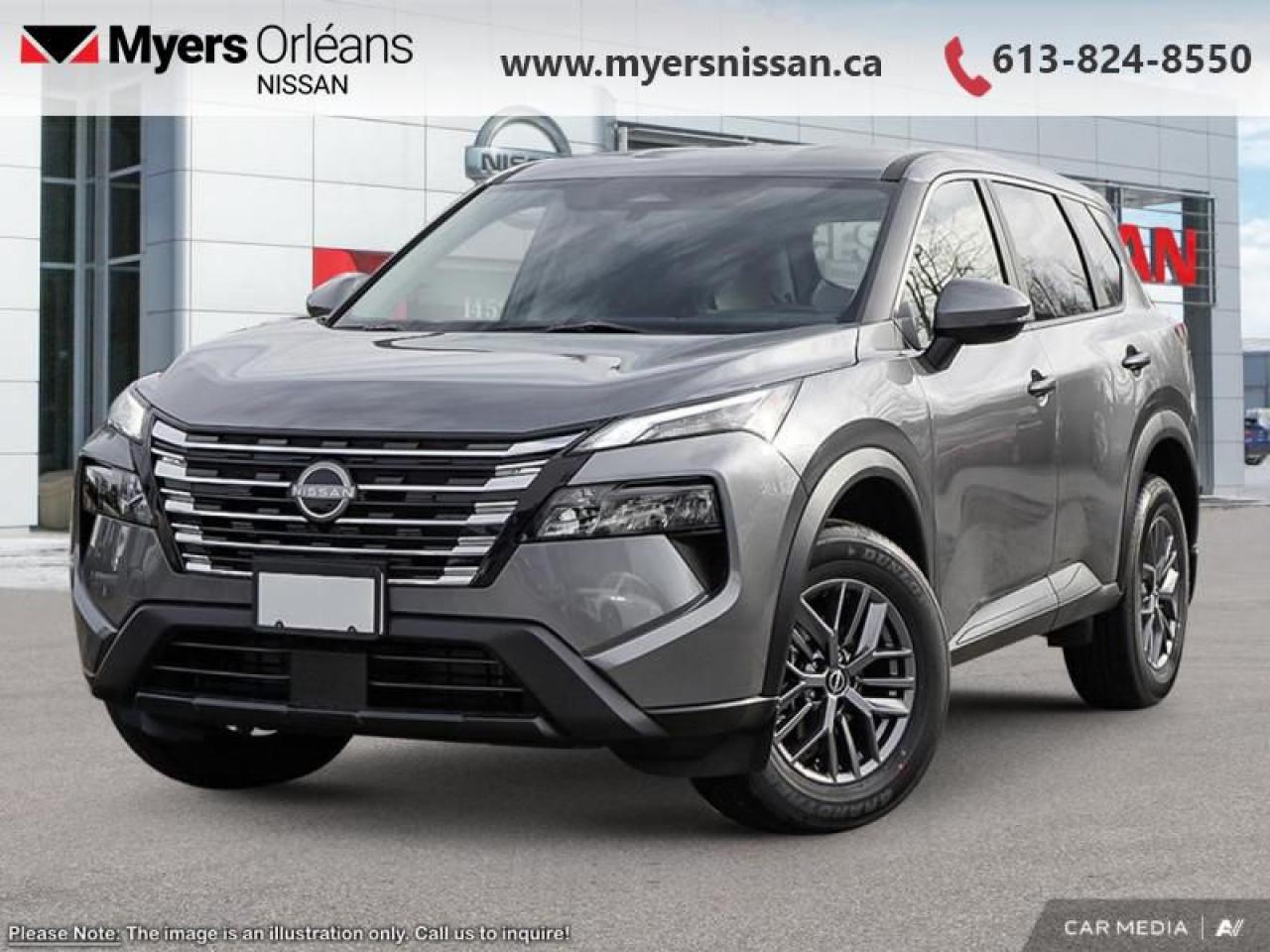 <b>Alloy Wheels,  Heated Seats,  Heated Steering Wheel,  Mobile Hotspot,  Remote Start!</b><br> <br> <br> <br>  Thrilling power when you need it and long distance efficiency when you dont, this 2025 Rogue has it all covered. <br> <br>Nissan was out for more than designing a good crossover in this 2025 Rogue. They were designing an experience. Whether your adventure takes you on a winding mountain path or finding the secrets within the city limits, this Rogue is up for it all. Spirited and refined with space for all your cargo and the biggest personalities, this Rogue is an easy choice for your next family vehicle.<br> <br> This gun metallic SUV  has an automatic transmission and is powered by a  201HP 1.5L 3 Cylinder Engine.<br> <br> Our Rogues trim level is S. Standard features on this Rogue S include heated front heats, a heated leather steering wheel, mobile hotspot internet access, proximity key with remote engine start, dual-zone climate control, and an 8-inch infotainment screen with Apple CarPlay, and Android Auto. Safety features also include lane departure warning, blind spot detection, front and rear collision mitigation, and rear parking sensors. This vehicle has been upgraded with the following features: Alloy Wheels,  Heated Seats,  Heated Steering Wheel,  Mobile Hotspot,  Remote Start,  Lane Departure Warning,  Blind Spot Warning. <br><br> <br/> Total  cash rebate of $1000 is reflected in the price. Credit includes $1,000 Stackable Incentive Dollars.  4.49% financing for 84 months. <br> Payments from <b>$512.49</b> monthly with $0 down for 84 months @ 4.49% APR O.A.C. ( Plus applicable taxes -  $621 Administration fee included. Licensing not included.    ).  Incentives expire 2025-02-28.  See dealer for details. <br> <br> <br>LEASING:<br><br>Estimated Lease Payment: $445/m <br>Payment based on 0.99% lease financing for 30 months with $0 down payment on approved credit. Total obligation $13,356. Mileage allowance of 16,000 KM/year. Offer expires 2025-02-28.<br><br><br>We are proud to regularly serve our clients and ready to help you find the right car that fits your needs, your wants, and your budget.And, of course, were always happy to answer any of your questions.Proudly supporting Ottawa, Orleans, Vanier, Barrhaven, Kanata, Nepean, Stittsville, Carp, Dunrobin, Kemptville, Westboro, Cumberland, Rockland, Embrun , Casselman , Limoges, Crysler and beyond! Call us at (613) 824-8550 or use the Get More Info button for more information. Please see dealer for details. The vehicle may not be exactly as shown. The selling price includes all fees, licensing & taxes are extra. OMVIC licensed.Find out why Myers Orleans Nissan is Ottawas number one rated Nissan dealership for customer satisfaction! We take pride in offering our clients exceptional bilingual customer service throughout our sales, service and parts departments. Located just off highway 174 at the Jean DÀrc exit, in the Orleans Auto Mall, we have a huge selection of New vehicles and our professional team will help you find the Nissan that fits both your lifestyle and budget. And if we dont have it here, we will find it or you! Visit or call us today.<br> Come by and check out our fleet of 20+ used cars and trucks and 120+ new cars and trucks for sale in Orleans.  o~o