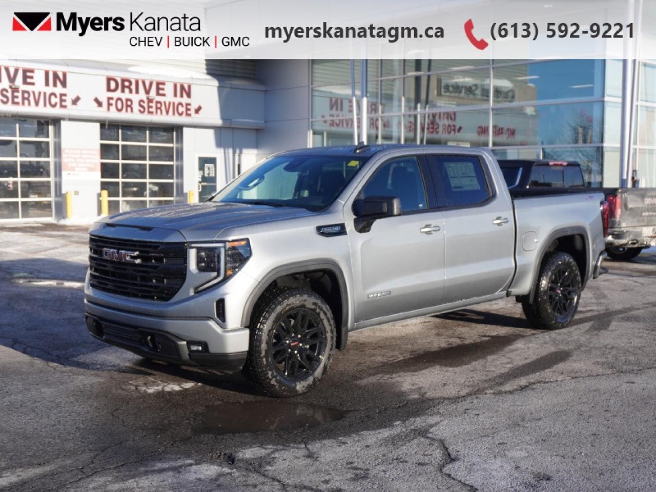 <b>X31 Off-Road and Protection Package, Spray-On Bedliner, Multi-Pro Tailgate, 4 round tubular assist steps!</b><br> <br> <br> <br>At Myers, we believe in giving our customers the power of choice. When you choose to shop with a Myers Auto Group dealership, you dont just have access to one inventory, youve got the purchasing power of an entire auto group behind you!<br> <br>  With a bold profile and distinctive stance, this 2025 Sierra turns heads and makes a statement on the jobsite, out in town or wherever life leads you. <br> <br>This 2025 GMC Sierra 1500 stands out in the midsize pickup truck segment, with bold proportions that create a commanding stance on and off road. Next level comfort and technology is paired with its outstanding performance and capability. Inside, the Sierra 1500 supports you through rough terrain with expertly designed seats and robust suspension. This amazing 2025 Sierra 1500 is ready for whatever.<br> <br> This sterling metallic Crew Cab 4X4 pickup   has an automatic transmission and is powered by a  355HP 5.3L 8 Cylinder Engine.<br> <br> Our Sierra 1500s trim level is Elevation. Upgrading to this trim rewards you with a black gloss grille and unique aluminum wheels, a massive 13.4 inch touchscreen display with wireless Apple CarPlay and Android Auto, wireless streaming audio, SiriusXM, plus a 4G LTE hotspot. Additionally, this pickup truck also features IntelliBeam LED headlights, remote engine start, forward collision warning and lane keep assist, a trailer-tow package, LED cargo area lighting, teen driver technology plus so much more! This vehicle has been upgraded with the following features: X31 Off-road And Protection Package, Spray-on Bedliner, Multi-pro Tailgate, 4 Round Tubular Assist Steps. <br><br> <br>To apply right now for financing use this link : <a href=https://www.myerskanatagm.ca/finance/ target=_blank>https://www.myerskanatagm.ca/finance/</a><br><br> <br/>   <br> Buy this vehicle now for the lowest bi-weekly payment of <b>$433.43</b> with $0 down for 84 months @ 0.00% APR O.A.C. ( Plus applicable taxes -  **Rebates may not be applicable on all purchase types [cash, lease, or finance]. Eligibility and conditions may vary. Please see dealer for full details and confirmation of eligibility.   ).  Incentives expire 2025-12-01.  See dealer for details. <br> <br>Myers Kanata Chevrolet Buick GMC Inc is a great place to find quality used cars, trucks and SUVs. We also feature over a selection of over 50 used vehicles along with 30 certified pre-owned vehicles. Our Ottawa Chevrolet, Buick and GMC dealership is confident that youll be able to find your next used vehicle at Myers Kanata Chevrolet Buick GMC Inc. You will always find our inventory updated with the latest models. Our team believes in giving nothing but the best to our customers. Visit our Ottawa GMC, Chevrolet, and Buick dealership and get all the information you need today!<br> Come by and check out our fleet of 50+ used cars and trucks and 300+ new cars and trucks for sale in Kanata.  o~o