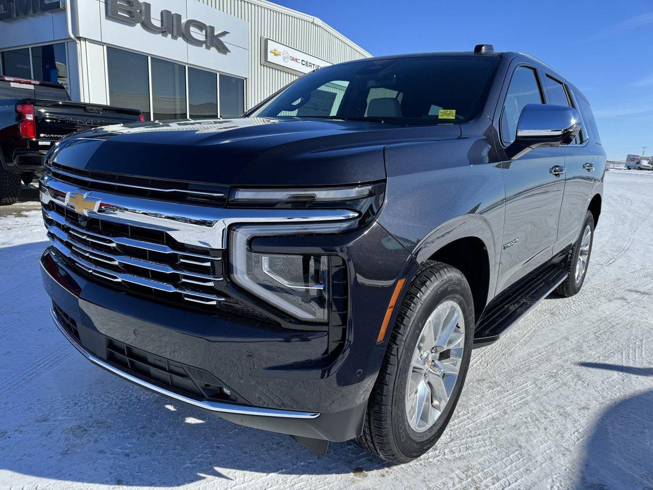 Up to any task, our 2025 Chevrolet Tahoe Premier 4WD is featured in Dark Ash Metallic design! Motivated by a 5.3 Litre V8 supplying 355hp to a 10 Speed Automatic transmission so you can master the miles with plenty of muscle. Features like Magnetic Ride Control and a 2-speed transfer case enable fierce capability, and this Four Wheel Drive SUV sees approximately 12.4L/100km on the highway. Standing proud, our Tahoe boasts LED lighting, bright roof rails, chrome accents, 20-inch alloy wheels, black assist steps, and a hands-free liftgate. Intelligent interior details greet you in our Premier cabin with heated/ventilated leather power front and heated rear seats, a power-folding third row, a heated-wrapped power steering wheel, tri-zone automatic climate control, and a power-sliding center console. A 12-inch driver display and a 10.2-inch touchscreen anchor the dashboard, supporting connected navigation, WiFi compatibility, wireless Android Auto/Apple CarPlay, Bose audio, wireless charging, voice control, and Bluetooth. Must-have Chevrolet safety systems include blind-spot monitoring, rear cross-traffic alert, automatic braking, forward-collision warning, an HD rearview camera, lane-keeping assistance, parking sensors, hitch guidance, trailer sway control, and more. Designed to dominate, our Tahoe Premier delivers the goods! Save this Page and Call for Availability. We Know You Will Enjoy Your Test Drive Towards Ownership!