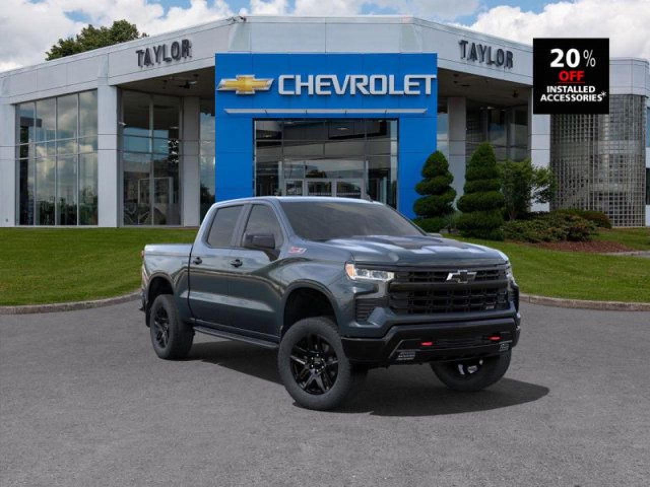 <b>Off-Road Package,  Heated Seats,  Heated Steering Wheel,  Remote Start,  Climate Control!</b><br> <br>   With a bold profile and distinctive stance, this 2025 Silverado turns heads and makes a statement on the jobsite, out in town or wherever life leads you. <br> <br>This 2025 Chevrolet Silverado 1500 stands out in the midsize pickup truck segment, with bold proportions that create a commanding stance on and off road. Next level comfort and technology is paired with its outstanding performance and capability. Inside, the Silverado 1500 supports you through rough terrain with expertly designed seats and robust suspension. This amazing 2025 Silverado 1500 is ready for whatever.<br> <br> This cypress gry sought after diesel crew cab 4X4 pickup   has an automatic transmission and is powered by a  305HP 3.0L Straight 6 Cylinder Engine.<br> <br> Our Silverado 1500s trim level is LT Trail Boss. This trim steps things up with off-road equipment including uprated shocks, skid plates and a heavy duty air filter, heated front seats, a heated steering wheel and dual-zone climate control, along with a trailering package, remote start, aluminum wheels, hitch guidance, a power locking EZ lift tailgate, and an upgraded 13.4-inch infotainment display with navigation capability, Apple CarPlay and Android Auto. Safety features also include lane keep assist with lane departure warning, following distance indication, forward collision alert, and automatic emergency braking with front pedestrian braking. This vehicle has been upgraded with the following features: Off-road Package,  Heated Seats,  Heated Steering Wheel,  Remote Start,  Climate Control,  Trailering Package,  Aluminum Wheels. <br><br> <br>To apply right now for financing use this link : <a href=https://www.taylorautomall.com/finance/apply-for-financing/ target=_blank>https://www.taylorautomall.com/finance/apply-for-financing/</a><br><br> <br/> Weve discounted this vehicle $3500. See dealer for details. <br> <br> <br>LEASING:<br><br>Estimated Lease Payment: $483 bi-weekly <br>Payment based on 5.5% lease financing for 48 months with $0 down payment on approved credit. Total obligation $50,330. Mileage allowance of 16,000 KM/year. Offer expires 2025-02-28.<br><br><br>HST, licensing, and Federal luxury tax (if applicable) are extra. <br><br> Come by and check out our fleet of 70+ used cars and trucks and 190+ new cars and trucks for sale in Kingston.  o~o