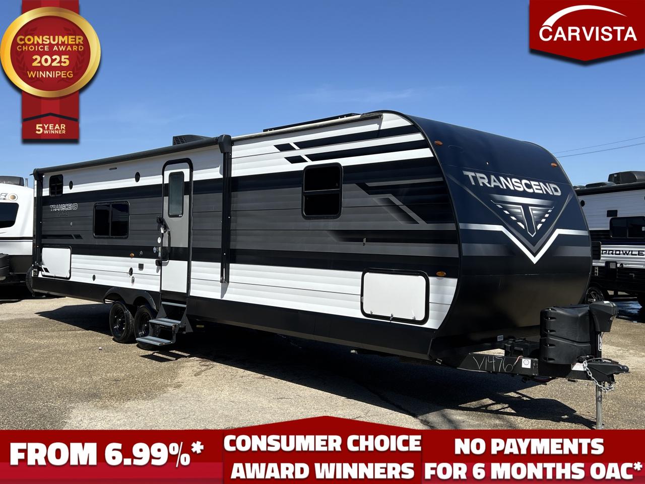 NO TARIFFS ON OUR INVENTORY!  No Payments for up to 6 months. Low interest options available! Come see why Carvista has been the Consumer Choice Award Winner for 5 consecutive years! 2021-2025!


Are you ready to take your camping and travel experiences to the next level? The 2022 Grand Design Transcend Xplor 297QB is the perfect travel trailer for families, outdoor enthusiasts, and road-trip adventurers who want comfort, space, and premium features without compromising durability and quality. Built with Grand Design’s legendary craftsmanship, this model offers a thoughtfully designed floor plan, modern amenities, and rugged dependability.

Key Features & Specifications:
Overall Length: 35’11”
Dry Weight: 7,190 lbs
GVWR: 8,995 lbs
Hitch Weight: 749 lbs
Fresh Water Capacity: 62 gallons
Gray Water Capacity: 78 gallons
Black Water Capacity: 39 gallons
Sleeping Capacity: Up to 10 people
Slide-Outs: 1 large living room slide
Construction: Strongwall™ aluminum exterior with a fully walkable roof

Spacious & Functional Interior
Step inside and experience residential-style comfort with a family-friendly layout that provides ample room for everyone. The private bunkhouse at the rear offers four dedicated bunk beds, perfect for kids, guests, or extra storage. The main living area features a spacious slide-out with a jackknife sofa and booth dinette—both convertible into additional sleeping spaces.

Interior Highlights:
Spacious Rear Bunkroom – Includes four bunk beds and extra storage space for kids gear, toys, or guests.
Queen Master Suite – Private bedroom with a full-size 60” x 80” queen bed, overhead storage, nightstands, and under-bed storage.
Modern Kitchen – Fully equipped with a 3-burner stove, oven, large sink, microwave, and a 12V refrigerator.
Entertainment Center – Includes a TV backer, pre-wiring for a TV, and a built-in Bluetooth stereo system with indoor/outdoor speakers.
Climate Comfort – Stay comfortable year-round with a 30,000 BTU furnace and 13,500 BTU A/C with a second A/C prep.

Exterior & Outdoor Features
Built for adventure, the Transcend Xplor 297QB boasts a durable aluminum exterior with high ground clearance, making it perfect for rugged terrain and off-grid exploration.

Outdoor Kitchen with range and mini fridge

Exterior Highlights:
Power Awning with LED Lighting – Enjoy shade and protection from the elements with a large, easy-to-use power awning.
Fully Enclosed & Heated Underbelly – Extended-season camping capability ensures you stay warm and comfortable even in cooler weather.
LP Quick Connect – Easily hook up a grill or other propane-powered accessories.
Solar Ready & Equipped – Comes with a 200W solar panel and a 30A charge controller, perfect for off-grid camping.
Pass-Through Storage – Large exterior compartments for storing camping gear, chairs, and equipment.
Backup Camera Prep – Prepped for an aftermarket backup camera for enhanced safety and maneuverability.


Why Choose the 2022 Grand Design Transcend Xplor 297QB?
Industry-Leading Warranty – Backed by Grand Design’s superior 3-year structural warranty.
Superior Construction – Unlike traditional RVs, this model features ToughWall aluminum siding for better durability and insulation.
Family & Pet-Friendly – Easy-to-clean floors, ample sleeping space, and strong, reinforced construction make it perfect for families.
Easy Towing – With its lightweight design and aerodynamic profile, this travel trailer is easy to tow with most full-size trucks and SUVs.

Come see why Carvista has been the Consumer Choice Award Winner for 5 consecutive years! 2021, 2022, 2023, 2024 and 2025! Dont play the waiting game, our units are in-stock, no pre-order necessary!! See for yourself why Carvista has won this prestigious award and continues to serve its community. Carvista Approved! Our RVista package includes a complete inspection of your camper that includes general testing of the camper systems! We pride ourselves in providing the highest quality trailers possible, and include a rigorous detail to ensure you get the cleanest trailer around.
Prices and payments exclude GST OR PST 
Carvista Inc. Dealer Permit # 1211
Category: Used Camper
Units may not be exactly as shown, please verify all details with a sales person.