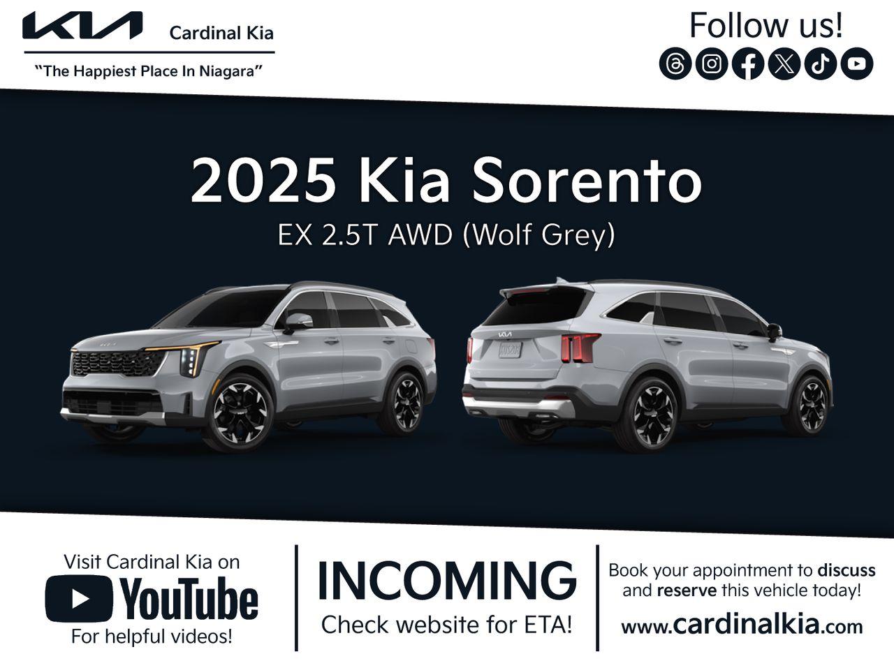 New 2025 Kia Sorento EX for sale in Niagara Falls, ON