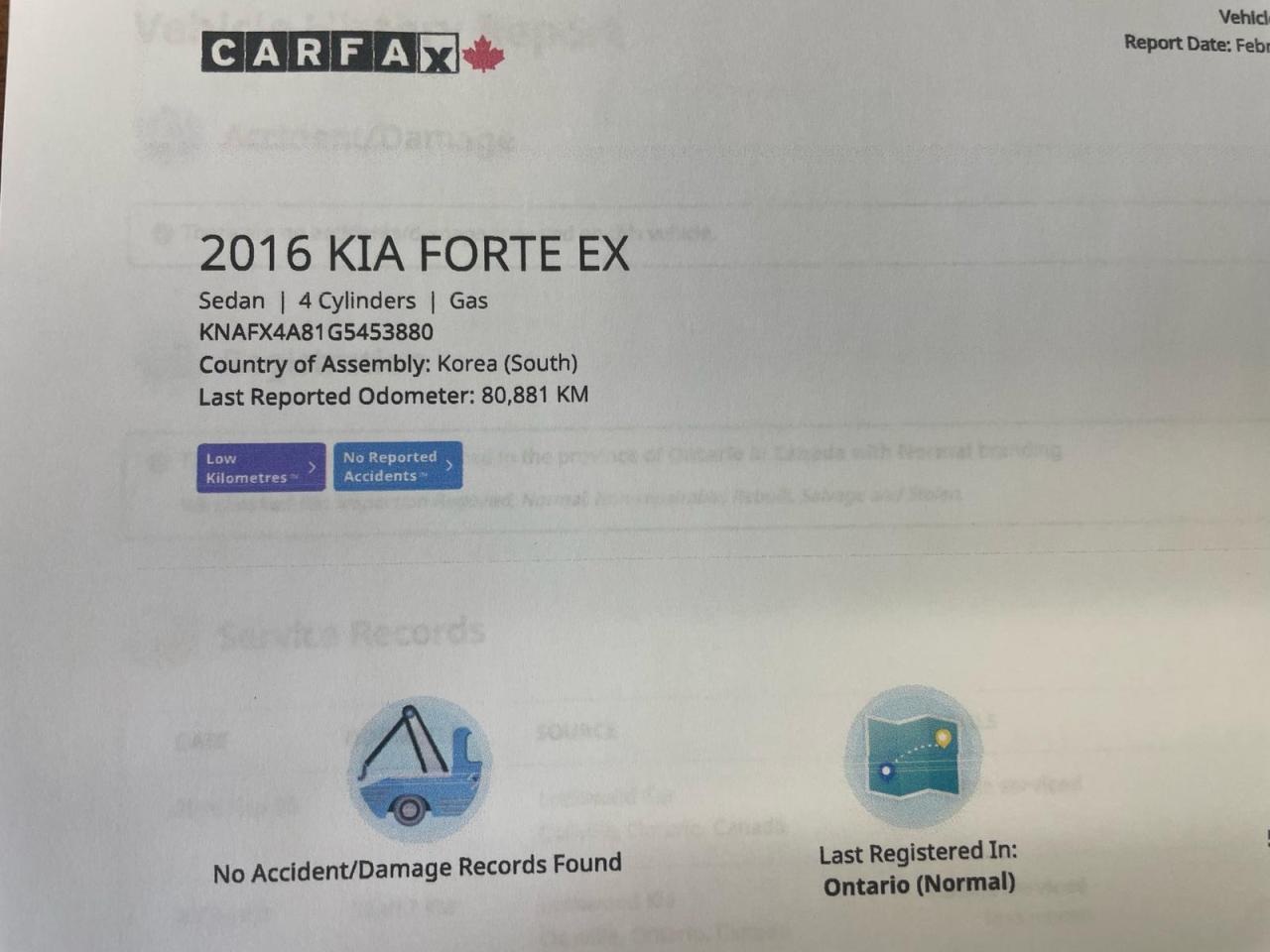 2016 Kia Forte AUTO LOW KM NO ACCIDENT CAMERA B-TOOTH Photo2