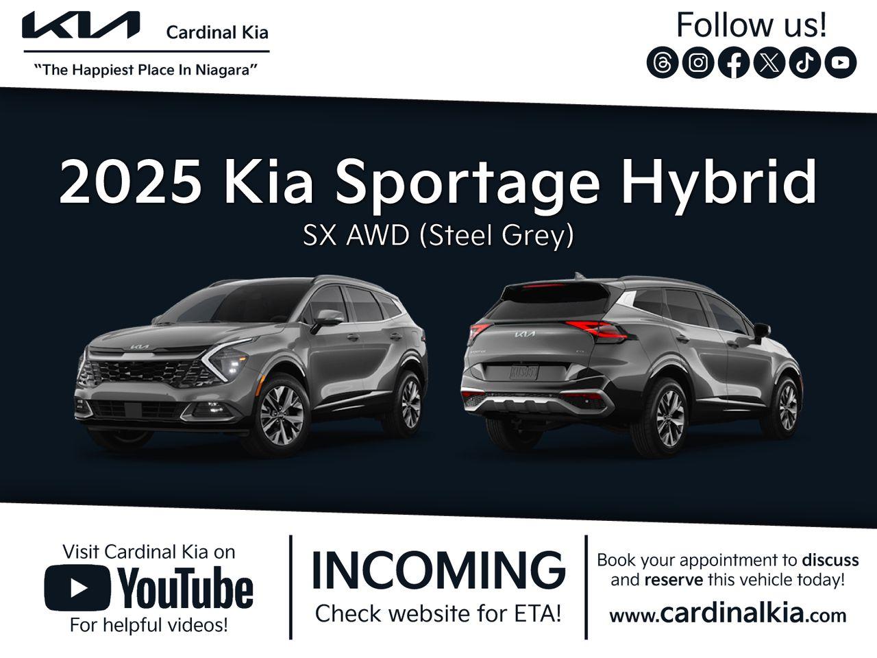 New 2025 Kia Sportage HEV SX - Black Interior for sale in Niagara Falls, ON