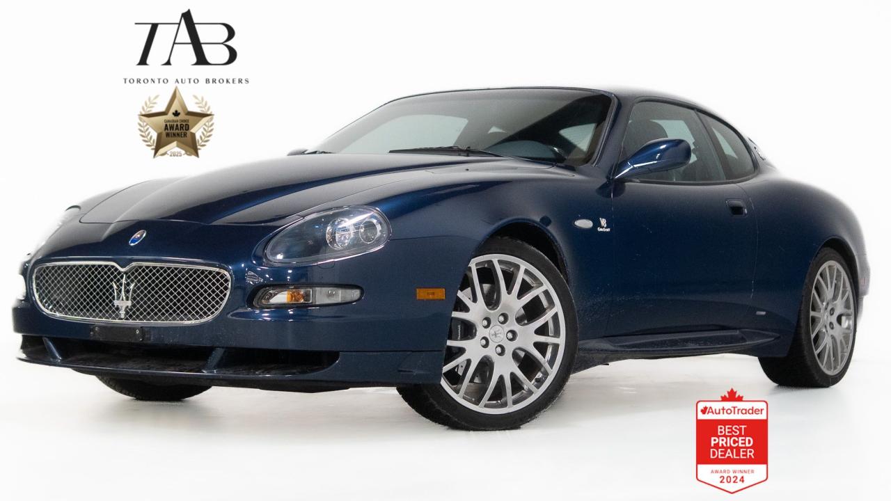 4.2L V8 DOHC.

Recent Arrival! Blue 2006 Maserati GranSport

NOW OFFERING 3 MONTH DEFERRED FINANCING PAYMENTS ON APPROVED CREDIT. WE OFFER THE BEST FINANCE RATES, AND DONT CHARGE ANY FINANCING FEE Looking for a top-rated pre-owned luxury car dealership in the GTA? Look no further than Toronto Auto Brokers (TAB)! Were proud to have won multiple awards, including the 2024 AutoTrader Best Priced Dealer, the 2024 CarGurus Award, the 2025 Top Choice Award, the 2025 Canadian Choice Award, the 2024 Three Best Rated Dealer Award, and many more!

With 30 years of experience serving the Greater Toronto Area, TAB is a respected and trusted name in the pre-owned luxury car industry. Our 30,000 sq.Ft indoor showroom is home to a wide range of luxury vehicles from top brands like BMW, Mercedes-Benz, Audi, Porsche, Land Rover, Jaguar, Aston Martin, Bentley, Maserati, and more. And we dont just serve the GTA, were proud to offer our services to all cities in Canada, including Vancouver, Montreal, Calgary, Edmonton, Winnipeg, Saskatchewan, Halifax, and more.

At TAB, were committed to providing a no-pressure environment and honest work ethics. As a family-owned and operated business, we treat every customer like family and ensure that every interaction is a positive one. Come experience the TAB Lifestyle at its truest form, luxury car buying has never been more enjoyable and exciting!

We offer a variety of services to make your purchase experience as easy and stress-free as possible. From competitive and simple financing and leasing options to extended warranties, aftermarket services, and full history reports on every vehicle, we have everything you need to make an informed decision. We welcome every trade, even if youre just looking to sell your car without buying, and when it comes to financing or leasing, we offer same day approvals, with access to over 50 lenders, including all of the banks in Canada. Feel free to check out your own Equifax credit score without affecting your credit score, simply click on the Equifax tab above and see if you qualify.

So if youre looking for a luxury pre-owned car dealership in Toronto, look no further than TAB! We proudly serve the GTA, including Toronto, Etobicoke, Woodbridge, North York, York Region, Vaughan, Thornhill, Richmond Hill, Mississauga, Scarborough, Markham, Oshawa, Peteborough, Hamilton, Newmarket, Orangeville, Aurora, Brantford, Barrie, Kitchener, Niagara Falls, Oakville, Cambridge, Kitchener, Waterloo, Guelph, London, Windsor, Orillia, Pickering, Ajax, Whitby, Durham, Cobourg, Belleville, Kingston, Ottawa, Montreal, Vancouver, Winnipeg, Calgary, Edmonton, Regina, Halifax, and more.

Call us today or visit our website to learn more about our inventory and services. And remember, all prices exclude applicable taxes and licensing, and vehicles can be certified at an additional cost of $799.