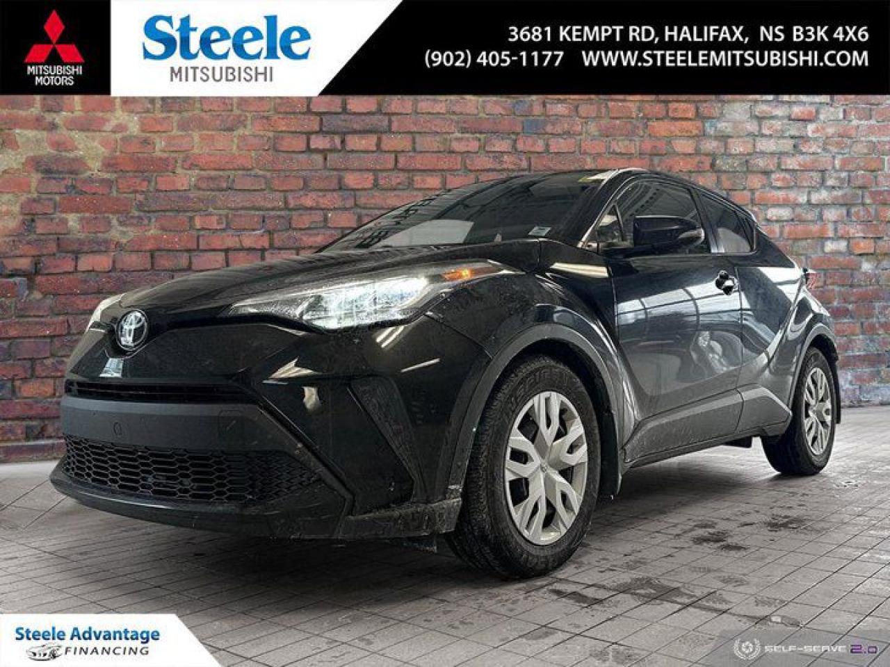 GREAT RELIABILITY, LOW PRICE, LOW KMS!2021 Toyota C-HR LE BACKUP CAM 4-Wheel Disc Brakes, 6 Speakers, ABS brakes, Air Conditioning, Apple CarPlay/Android Auto, Auto-dimming Rear-View mirror, Bumpers: body-colour, Driver door bin, Dual front impact airbags, Dual front side impact airbags, Four wheel independent suspension, Front Bucket Seats, Front reading lights, Knee airbag, Leather Shift Knob, Low tire pressure warning, Occupant sensing airbag, Power door mirrors, Power steering, Power windows, Radio data system, Rear side impact airbag, Rear window defroster, Rear window wiper, Split folding rear seat, Steering wheel mounted audio controls, Tachometer, Traction control, Trip computer, Turn signal indicator mirrors.Black Sand Pearl 2021 Toyota C-HR LE BACKUP CAM FWD CVT 2.0L I4 SMPI DOHC 16V LEV3-ULEV125 144hpSteele Mitsubishi has the largest and most diverse selection of preowned vehicles in HRM. Buy with confidence, knowing we use fair market pricing guaranteeing the absolute best value in all of our pre owned inventory!Steele Auto Group is one of the most diversified group of automobile dealerships in Canada, with 60 dealerships selling 29 brands and an employee base of well over 2300. Sales are up over last year and our plan going forward is to expand further into Atlantic Canada and the United States furthering our commitment to our Canadian customers as well as welcoming our new customers in the USA.Reviews:* The Toyota C-HR seems to have impressed owners with its nicely balanced ride and handling equation, with some owners noting the machine handles and rides well. Quick steering and sporty looks draw praise from driving enthusiasts, and fuel economy seems well-rated, too. Source: autoTRADER.ca