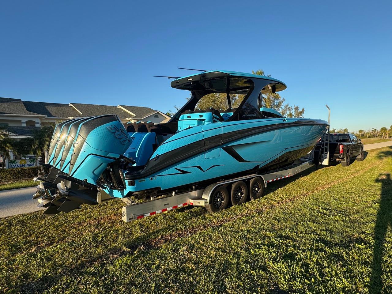 2025 Mystic M4200 CENTER CONSOLE BOAT $PRICE IN USD$ - QUAD MERCURY RACING 500R OUTBOARDS - 42 FOOT, 11 FOOT BEAM, ALCANTERA INTERIOR Photo
