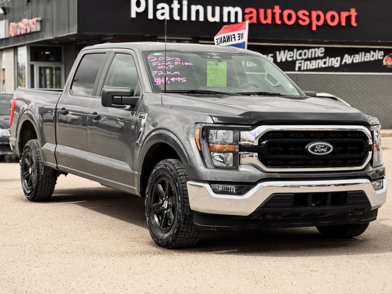 <p> SK

**AWD
**SASKATCHEWAN REGISTERED
**SPRAYED BEDLINER
**Electronic Trailer Brakes
**Multiple Drive modes
**Longbox 

2023 Ford F-150 SuperCrew XLT - Modern Power and Versatility!

Introducing the 2023 Ford F-150 SuperCrew XLT at Platinum Auto Sports in Saskatoon. With only 72</p>
<p> making it ideal for both work and daily driving.

Key Features:

Efficient Power: The 2023 F-150 XLT is powered by a robust engine that provides the perfect balance of power and fuel efficiency</p>
<p> or commuting.
Spacious and Comfortable Interior: The SuperCrew cab provides ample room for passengers and cargo</p>
<p> with supportive grey cloth seats designed for long drives and tough jobs.
Cutting-Edge Technology: Stay ahead with Fords Sync 4 infotainment system</p>
<p> and enhanced voice recognition. The XLT trim also includes advanced safety features like blind-spot monitoring and lane-keeping assistance to keep you safe on the road.
Flexible Financing Options: At Platinum Auto Sports</p>
<p> we offer in-house financing and customized plans to fit your budget. Our New to Canada Program helps newcomers establish credit and drive away in a reliable vehicle. Whether youre upgrading or buying your first truck</p>
<p> our team will work with you to find a financing solution that meets your needs.

Free Delivery Across Western Canada: No matter where you are</p>
<p> ready for any adventure.

Dont miss out on scheduling your test drive today and experience the power</p>
<p> and comfort of the Ford F-150 XLT!

#SaskatoonTrucks #FordF150XLT #PlatinumAutoSports #TruckLife #InHouseFinancing #NewToCanada #WesternCanadaDelivery #UsedTrucksSaskatoon</p>
<a href=http://www.platinumautosport.com/used/Ford-F150-2023-id11869887.html>http://www.platinumautosport.com/used/Ford-F150-2023-id11869887.html</a>