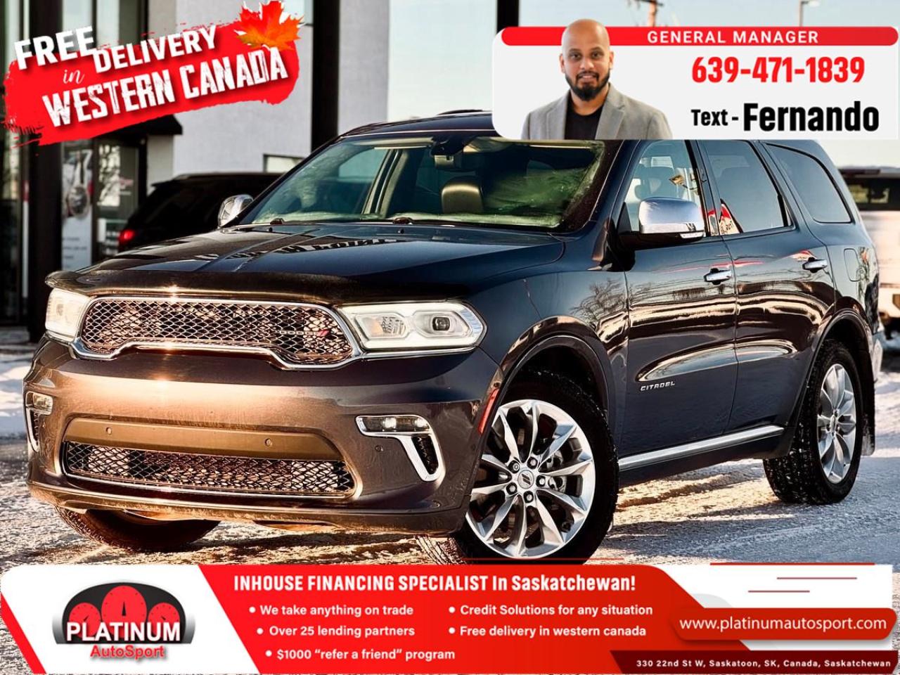 Used 2021 Dodge Durango Citadel for sale in Saskatoon, SK