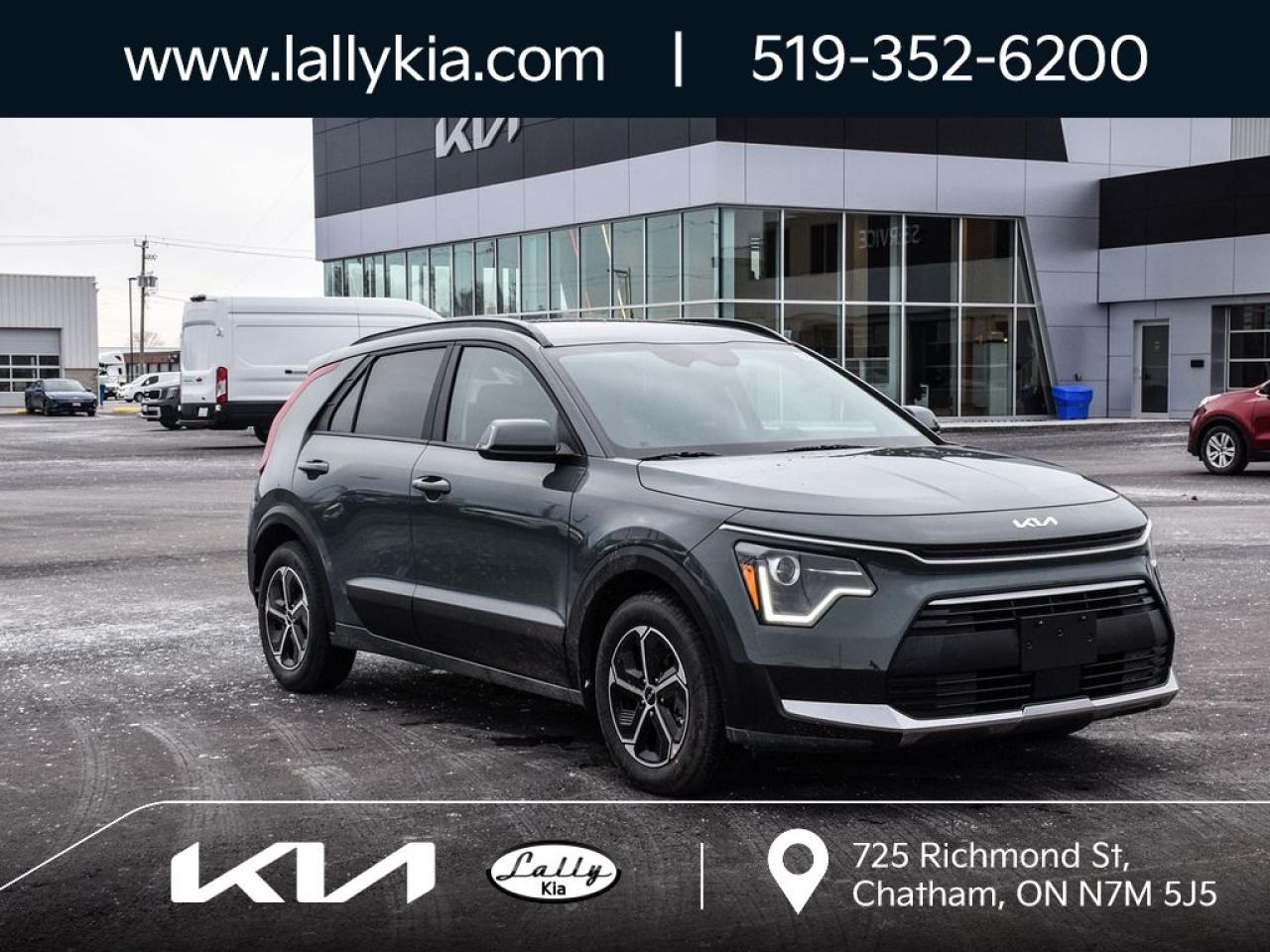 New 2025 Kia NIRO PLUG-IN Hybrid EX REARVIEW CAMERA WITH DYNAMIC GUIDELINE|BLUETOOTH® HANDS-FREE CELL PHONE CONNECTIVITY| APPLE CARPLAY AND ANDROID AUTO|HEATED FRONT SEATS|HEATED STEERING WHEEL|REMOTE CAR STARTER| WIRELESS PHONE CHARGER for sale in Chatham, ON