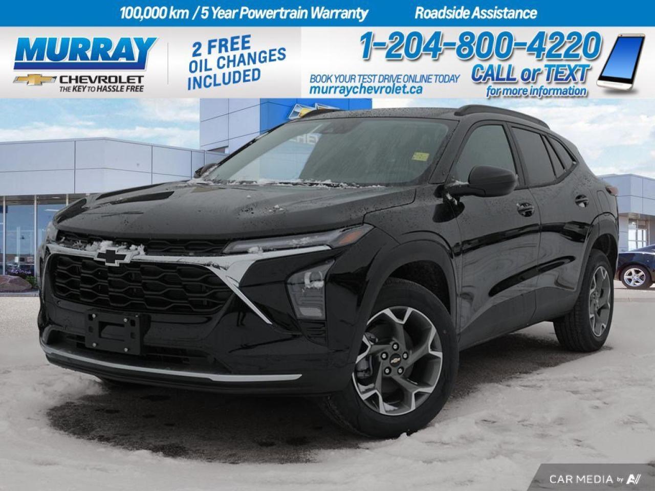 *ENGINE BLOCK HEATER* *TRANSMISSION 6-SPEED AUTOMATIC* *ENGINE ECOTEC 1.2L TURBO DOHC DI WITH VARIABLE VALVE TIMING (VVT)*  The 2025 Chevrolet Trax LT is perfectly suited for life in Winnipeg and the surrounding area, offering an exceptional blend of comfort and functionality. With its ECOTEC 1.2L Turbo engine, you’ll experience a spirited drive that is both efficient and responsive. The seamless 6-speed automatic transmission ensures smooth handling, making every journey a pleasure.  This sport utility vehicle is built to handle the diverse conditions of our region, from city streets to open prairies. The Mosaic Black Metallic finish, complemented by eye-catching black bowtie emblems, gives the Trax a sleek and stylish appearance. The premium synthetic seats and heated front seats offer comfort during the chilly winters, while features like lane keeping assist and blind spot monitoring provide peace of mind on the road.  The Trax LT is equipped with a host of modern conveniences, including smart device integration and a WiFi hotspot, keeping you connected wherever you go. The adaptive cruise control and front collision warning systems enhance safety, while the heated steering wheel adds a touch of luxury to your driving experience. With its cargo-friendly design and versatile interior, the Trax is ready for all your adventures in and around Winnipeg.  Dealer Permit #1740