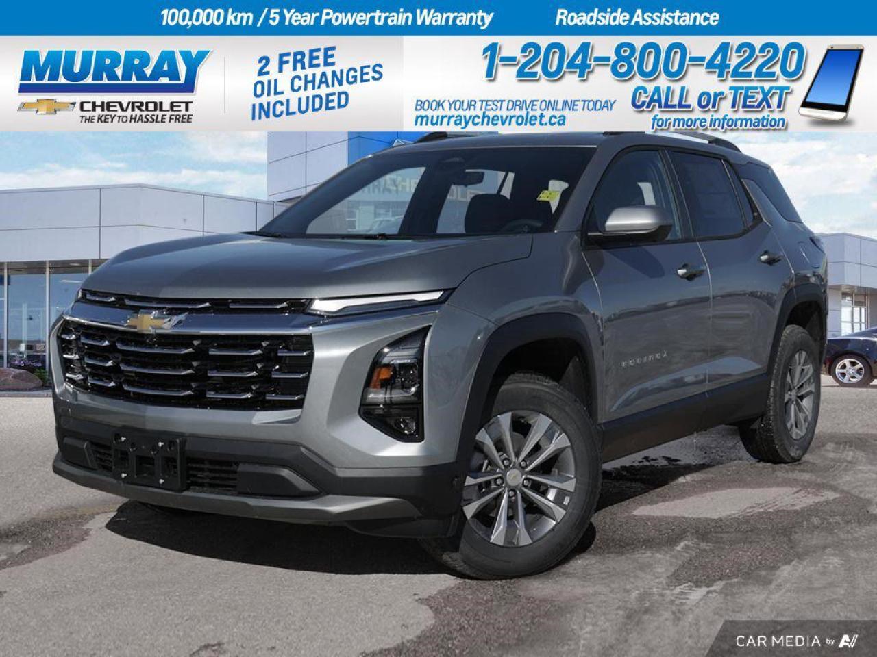 * SAFETY AND TECHNOLOGY PACKAGE * * CONVENIENCE PACKAGE II * * TURBOCHARGED ENGINE *  Discover the 2025 Chevrolet Equinox AWD LT at Murray Chevrolet Winnipeg, a perfect blend of advanced technology and comfort. The Safety and Technology Package ensures peace of mind with features such as the Rear Camera Mirror and Rear Pedestrian Alert. Meanwhile, the Convenience Package II enhances your driving experience with an 8-way power driver seat and dual-zone automatic climate control. The striking Sterling Grey Metallic finish paired with Black Evotex seat trim adds a touch of elegance to every journey.  Winnipeg drivers will appreciate the turbocharged 1.5L DOHC 4-cylinder engine, delivering both power and efficiency for city and highway drives. The 8-speed automatic transmission provides smooth and responsive gear shifts, ensuring a seamless driving experience in all conditions. Equipped with all-wheel drive, this Equinox is ready to tackle the diverse terrains of the surrounding area, making it an ideal companion for adventures beyond the city limits.  Inside, the Equinox offers cutting-edge connectivity and convenience. With features like Bluetooth Connection, Wireless Charging, and a WiFi Hotspot, staying connected on the go has never been easier. The heated steering wheel and front seats add comfort during those chilly Winnipeg mornings, while the hands-free power programmable liftgate makes loading and unloading a breeze. The Equinoxs thoughtful design and advanced features make it a standout choice for discerning drivers seeking a versatile and stylish sport utility vehicle.  Dealer Permit #1740