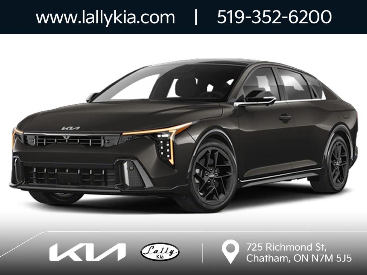 New 2025 Kia K4 GT-Line Turbo Limited PANORAMIC SUNROOF|HARMON KARDON AUDIO SYSTEM|HEATED & COOLED FRONT SEATS|HEATED STEERING WHEEL|HEATED REAR SEATS|SYNTHETIC LEATHER SEATS|12.3-INCH TOUCHSCREEN WITH NAVIGATION|WIRELESS PHONE CHARGER for sale in Chatham, ON