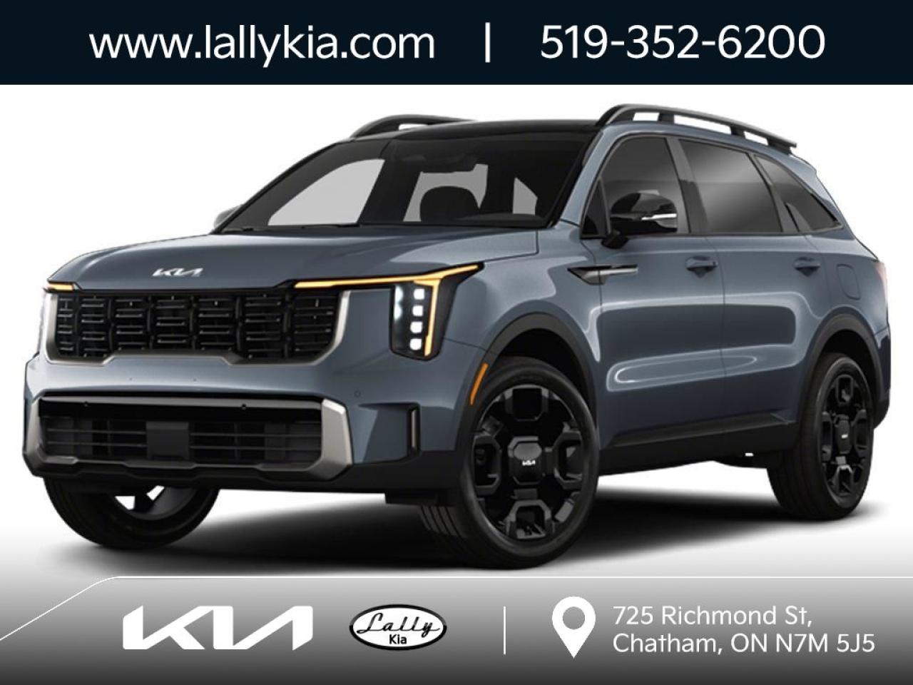 New 2025 Kia Sorento 2.5T X-Line X-LINE | AWD | PANORAMIC SUNROOF | NAVIGATION | WIRELESS CHARGING & CONNECTIVITY | APPLE CARPLAY & ANDROID AUTO | 12.3-INCH TOUCHSCREEN | HEATED STEERING WHEEL | HEATED FRONT  AND REAR SEATS | SYNTHET for sale in Chatham, ON