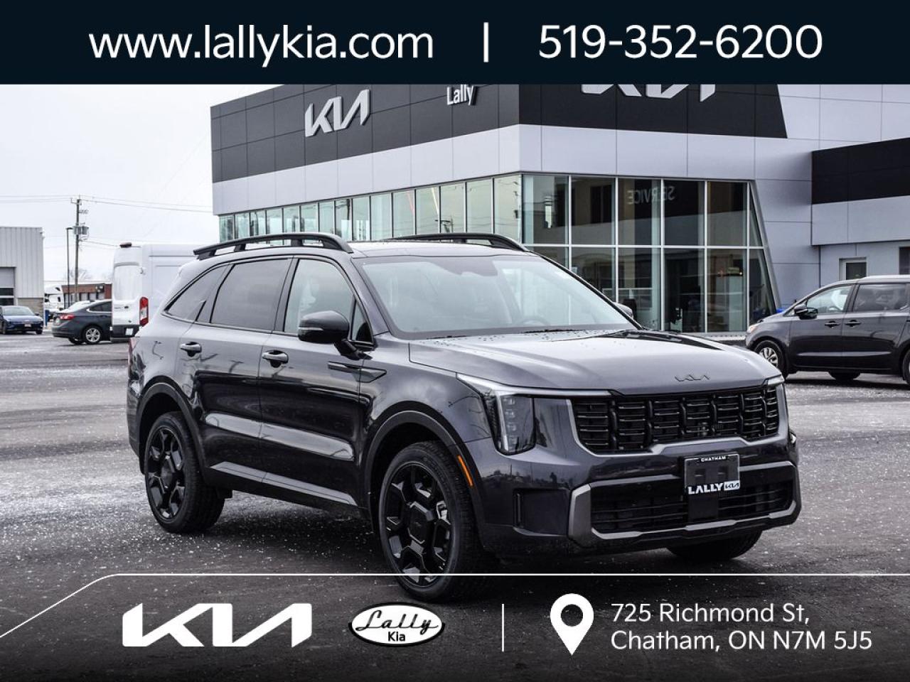 New 2025 Kia Sorento 2.5T X-Line X-LINE|AWD|PANORAMIC SUNROOF| NAVIGATION|WIRELESS CHARGING & CONNECTIVITY | APPLE CARPLAY & ANDROID AUTO| 12.3-INCH TOUCHSCREEN|HEATED STEERING WHEEL|HEATED FRONT AND REAR SEATS|SYNTHETIC LEATHER SEAT for sale in Chatham, ON