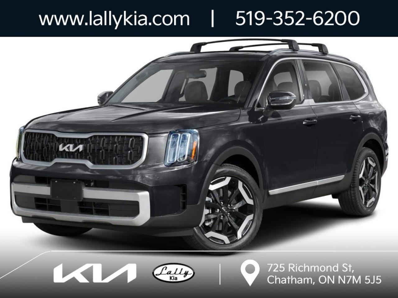 New 2025 Kia Telluride EX HEATED FRONT SEATS|HEATED STEERING WHEEL|SYNTHETIC LEATHER SEATS|POWER ADJUSTABLE DRIVERS SEAT|BLUETOOTH HANDS FREE|APPLE CARPLAY AND ANDROID AUTO |REMOTE CAR STARTER|SMART POWER LIFTGATE for sale in Chatham, ON