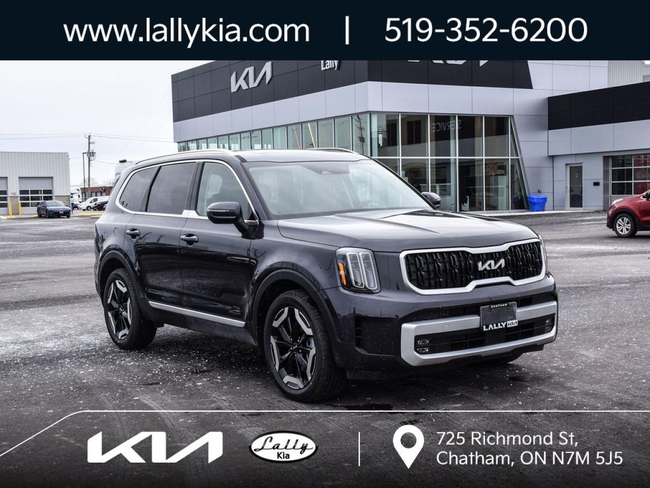 New 2025 Kia Telluride EX HEATED FRONT SEATS|HEATED STEERING WHEEL|SYNTHETIC LEATHER SEATS|POWER ADJUSTABLE DRIVERS SEAT|BLUETOOTH HANDS FREE|APPLE CARPLAY AND ANDROID AUTO |REMOTE CAR STARTER|SMART POWER LIFTGATE for sale in Chatham, ON