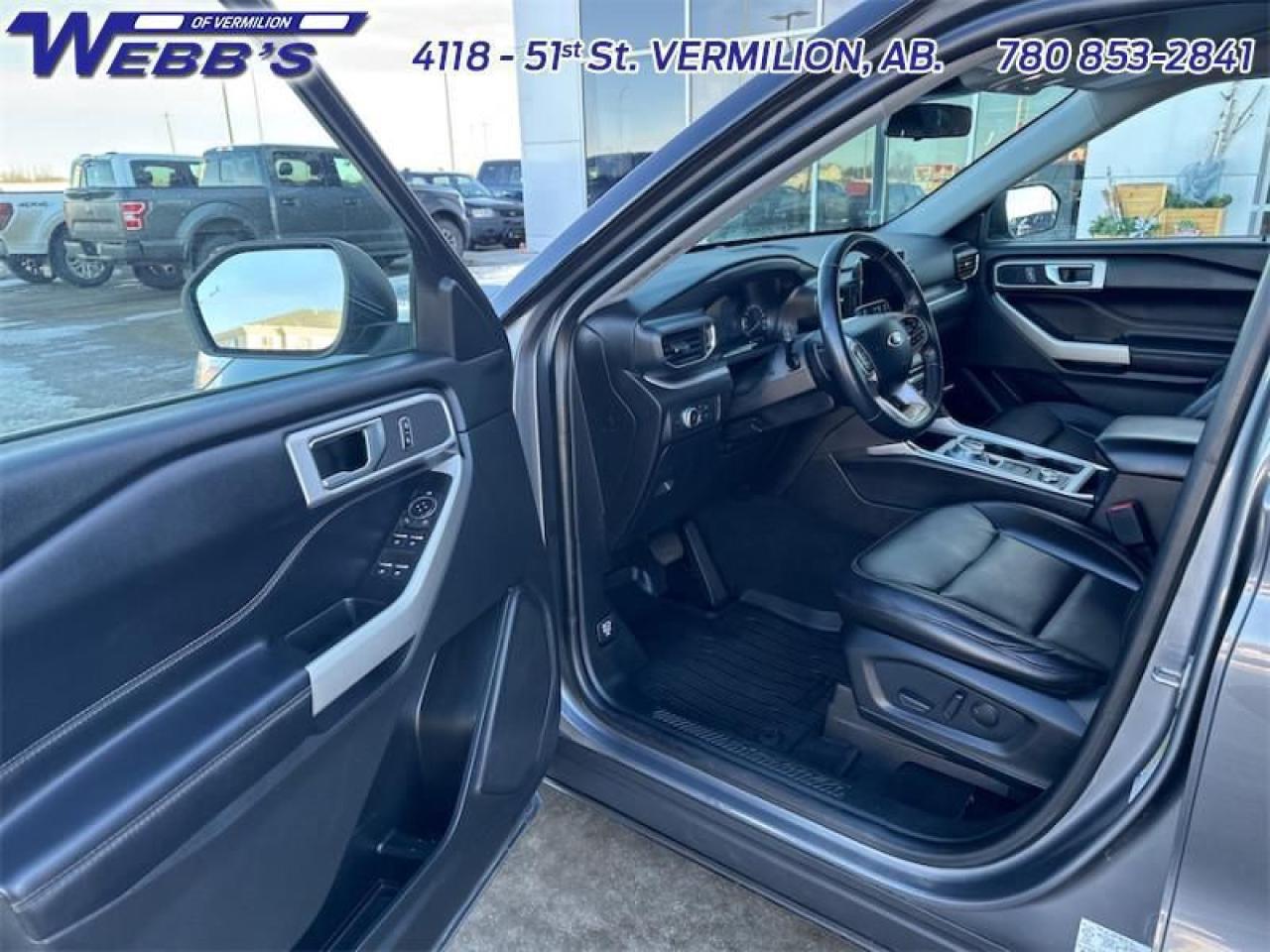 <b>Activex Seats, Remote Engine Start, Trailer Tow Package, Heated Steering Wheel!</b><br> <br>    This Ford Explorer is ready to go beyond your expectations, designed to help you play hard and go far beyond the road less traveled. This  2021 Ford Explorer is fresh on our lot in Vermilion. <br> <br>This Ford Explorer is the ultimate exploration vehicle with plenty of style and space for all of your passengers and cargo. It has the hauling capabilities of a midsize SUV combined with strong off-road capabilities. Whether your next family adventure is to the grocery store or over a high mountain pass, the Ford Explorer was built to get you there with ease.This  SUV has 64,976 kms. Stock number 2709 is carbonized grey metallic in colour  . It has a 10 speed automatic transmission and is powered by a  300HP 2.3L 4 Cylinder Engine.  It may have some remaining factory warranty, please check with dealer for details. <br> <br> Our Explorers trim level is XLT High Package. Stepping up to this Ford Explorer XLT High Package is an excellent choice as it comes with remote start, a heated steering wheel, a large color touchscreen featuring Apple CarPlay, Android Auto, SYNC 3, SiriusXM radio, streaming audio and a heated steering wheel. It also includes stylish aluminum wheels, LED lights with front fog lights, voice activated dual-zone climate control, power front seats, split folding rear seats, a rearview camera and rear parking sensors, Ford Co-Pilot360 featuring blind spot detection, cross traffic alert, lane keep assist and automatic emergency braking, a proximity key, smart device remote engine start, FordPass Connect 4G LTE WiFi plus so much more. This vehicle has been upgraded with the following features: Activex Seats, Remote Engine Start, Trailer Tow Package, Heated Steering Wheel. <br> To view the original window sticker for this vehicle view this <a href=http://www.windowsticker.forddirect.com/windowsticker.pdf?vin=1FMSK8DH4MGC13835 target=_blank>http://www.windowsticker.forddirect.com/windowsticker.pdf?vin=1FMSK8DH4MGC13835</a>. <br/><br> <br>To apply right now for financing use this link : <a href=https://www.webbsford.com/financing/ target=_blank>https://www.webbsford.com/financing/</a><br><br> <br/><br> Buy this vehicle now for the lowest bi-weekly payment of <b>$286.92</b> with $0 down for 84 months @ 7.99% APR O.A.C. ( taxes included, $149 documentation fee   / Total cost of borrowing $12268   ).  See dealer for details. <br> <br>Webbs Ford is located at 4118 51st in beautiful Vermilion, AB. <br/>We offer superior sales and service for our valued customers and are committed to serving our friends and clients with the best services possible. If you are looking to set up a test drive in one of our pre owned vehicles or looking to inquire about financing options, please call (780) 853-2841 and speak to one of our professional staff members today.   Vehicle pricing offer shown expire 2025-02-28.  o~o