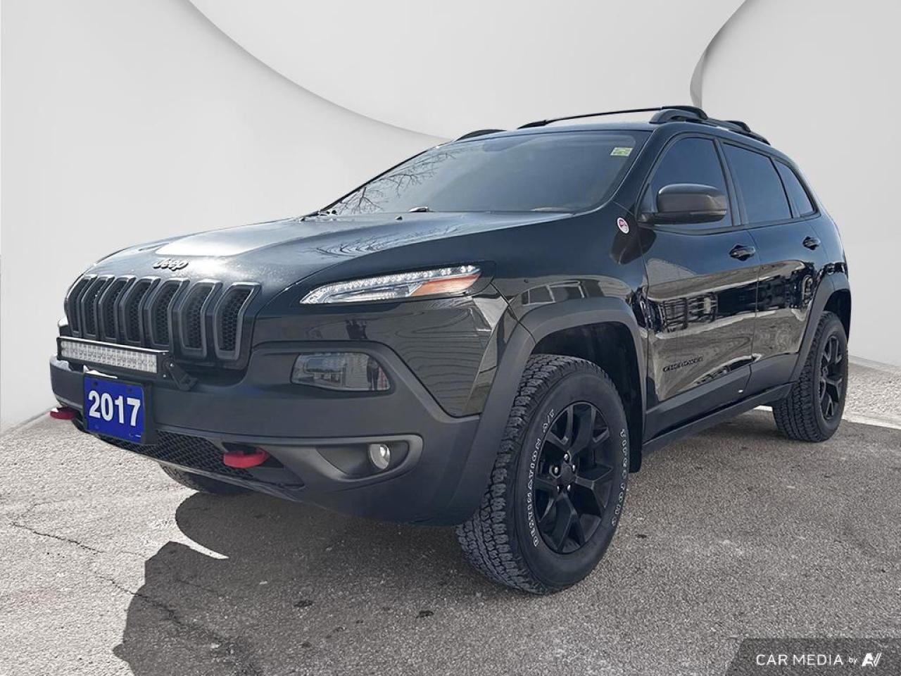 ONE OWNER, NO ACCIDENTS, CommandView Dual Pane Sunroof, Front Heated Seats, Front Ventilated Seats, GPS Navigation, Power Liftgate.

Diamond Black Crystal Pearlcoat 2017 Jeep Cherokee Trailhawk 4WD 9-Speed Automatic Pentastar 3.2L V6 VVT Pricing is plus $498 for Tire and Rim Protection, Key fob replacement and walkaway insurance. Plus HST and Licensing.

We are a proud member of the Beck Auto Group serving Kincardine, Goderich, Lucknow, Port Elgin, Owen Sound, Tiverton, Grey and Bruce Counties and All of Ontario.

Our Used Vehicles are Certified and Safetied using a 100 plus point inspection and using the Ontario Drive On Inspection program and come with a 30 day warranty on safety related items, so you have piece of mind and can have confidence when purchasing an used vehicle from us.


Reviews:
  * Cherokee owners tend to be most impressed with the performance of the available V6 engine, a smooth-riding suspension, a powerful and straightforward touchscreen interface, and push-button access to numerous traction-enhancing tools for use in a variety of challenging driving conditions. A flexible and handy cabin, as well as a relatively quiet highway drive, help round out the package. Heres a machine thats built to explore new trails and terrain, while providing a comfortable and compliant ride on the road and highway. Source: autoTRADER.ca