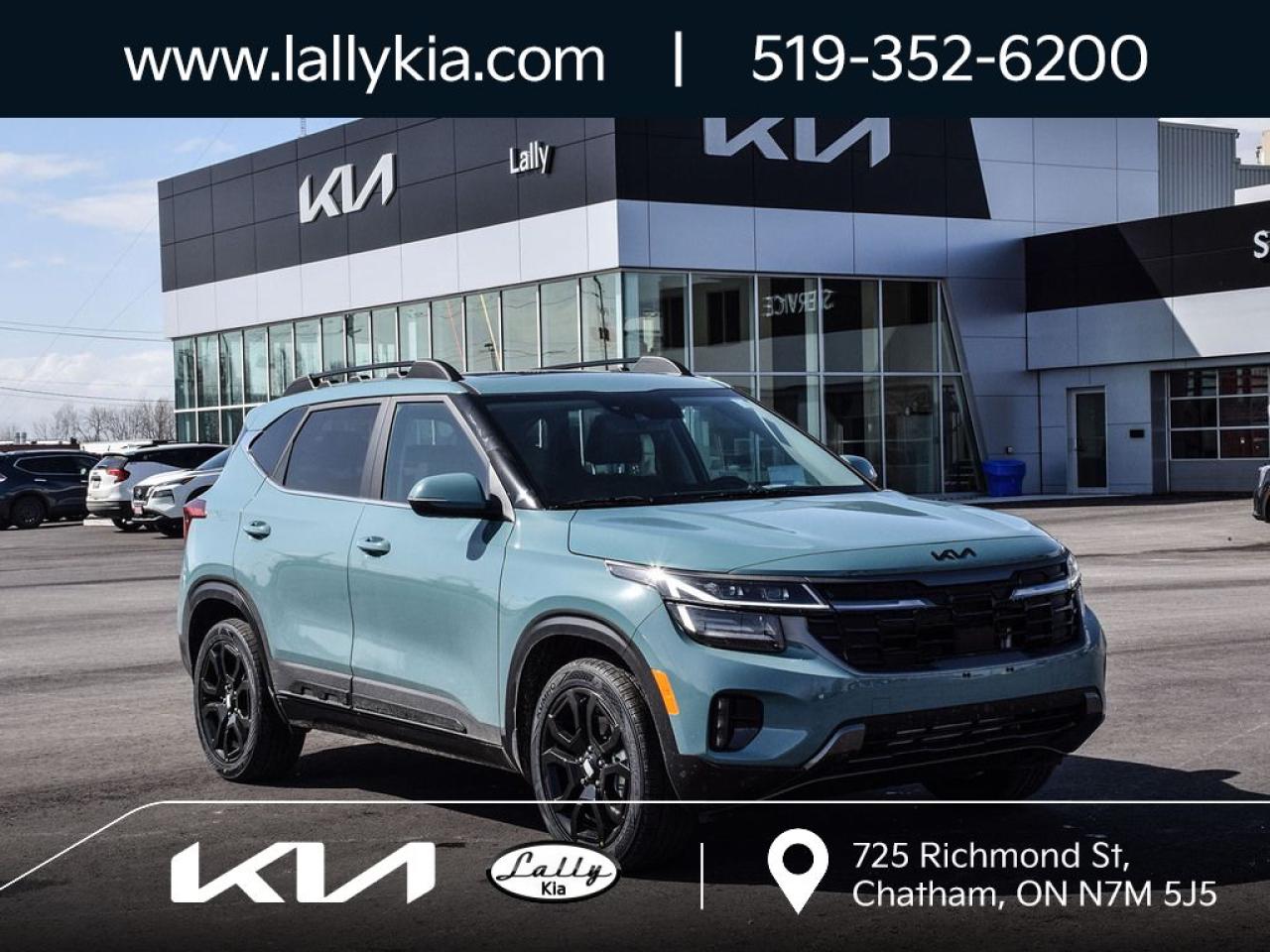 New 2025 Kia Seltos X-Line X-LINE|AWD|POWER SUNROOF|BOSE PREMIUM AUDIO SYSTEM|HEADS UP DISPLAY|NAVIGATION|POWER LIFTGATE|WIRELESS CHARGER|HEATED AND COOLED FRONT SEATS|STEERING WHHEL|SYNTHETIC LEATHER SEATS for sale in Chatham, ON