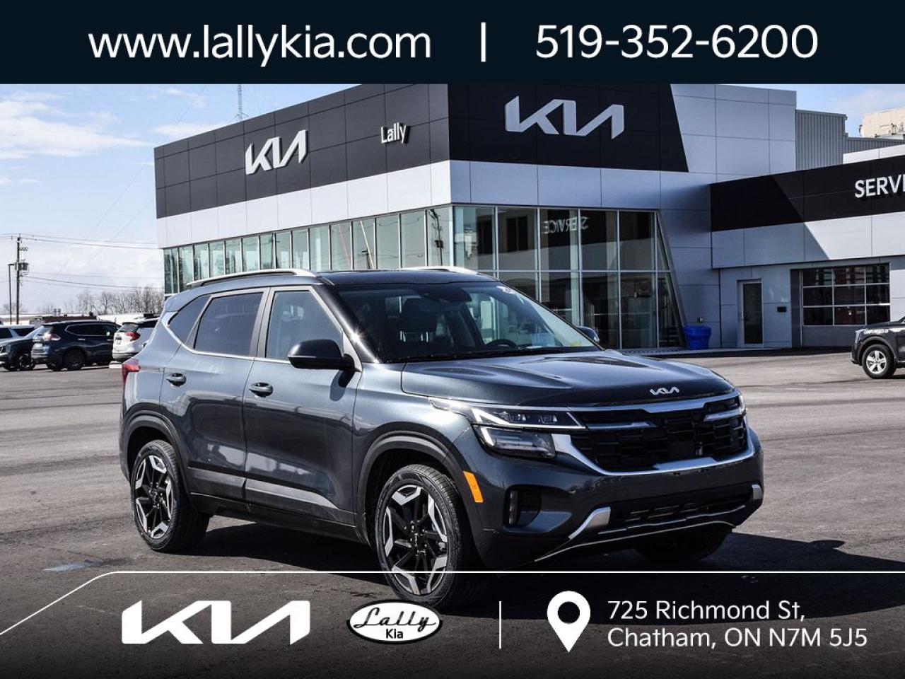 New 2025 Kia Seltos SX w/Black Interior SX|AWD|POWER SUNROOF|BOSE PREMIUM AUDIO SYSTEM|HEADS UP DISPLAY|NAVIGATION|POWER LIFTGATE|WIRELESS CHARGER|HEATED AND COOLED FRONT SEATS|STEERING WHHEL|SYNTHETIC LEATHER SEATS for sale in Chatham, ON