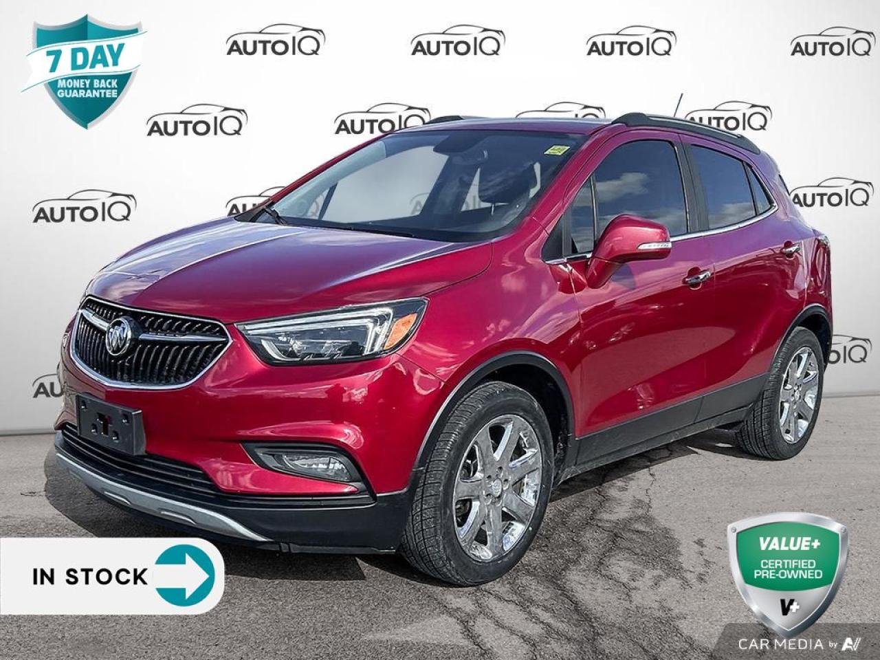 Recent Arrival!<br><br><br>Includes Snow Tires, LOCAL TRADE, NEW TIRES, 18 Aluminum Wheels, Exterior Parking Camera Rear, Heated front seats, Heated steering wheel, Power driver seat, Premium audio system: IntelliLink, SiriusXM Satellite Radio.<br><br>Red Essence<br>2017 Buick Encore Essence 1.4L I4 Turbocharged<br>6-Speed Automatic Electronic with Overdrive<br>FWD<br><br>Awards:<br>  * JD Power Canada Dependability Study<br><br><br>Reviews:<br>  * Owners tend to report that the Encore is cheerful to drive, easy to zip around in, flexible, and sufficiently roomy for four average-sized adults and a load of groceries. Tech-based features are easy to interface with, and many owners appreciate the added confidence of the OnStar system when travelling. In terms of all aspects of delivering a comfortable, relaxed, and easy-driving experience, the Encore seems to have impressed its owner community. Source: autoTRADER.ca<p></p>

<p>VALUE+ CERTIFIED PRE-OWNED VEHICLE</p>

<p>36-point Provincial Safety Inspection<br />
172-point inspection combined mechanical, aesthetic, functional inspection including a vehicle report card<br />
Warranty: 30 Days or 1500 KMS on mechanical safety-related items and extended plans are available<br />
Complimentary CARFAX Vehicle History Report<br />
2X Provincial safety standard for tire tread depth<br />
2X Provincial safety standard for brake pad thickness<br />
7 Day Money Back Guarantee*<br />
Market Value Report provided<br />
Complimentary 3 months SIRIUS XM satellite radio subscription on equipped vehicles<br />
Complimentary wash and vacuum<br />
Vehicle scanned for open recall notifications from manufacturer</p>

<p>SPECIAL NOTE: This vehicle is reserved for AutoIQs retail customers only. Please, No dealer calls. Errors & omissions excepted.</p>

<p>*As-traded, specialty or high-performance vehicles are excluded from the 7-Day Money Back Guarantee Program (including, but not limited to Ford Shelby, Ford mustang GT, Ford Raptor, Chevrolet Corvette, Camaro 2SS, Camaro ZL1, V-Series Cadillac, Dodge/Jeep SRT, Hyundai N Line, all electric models)</p>