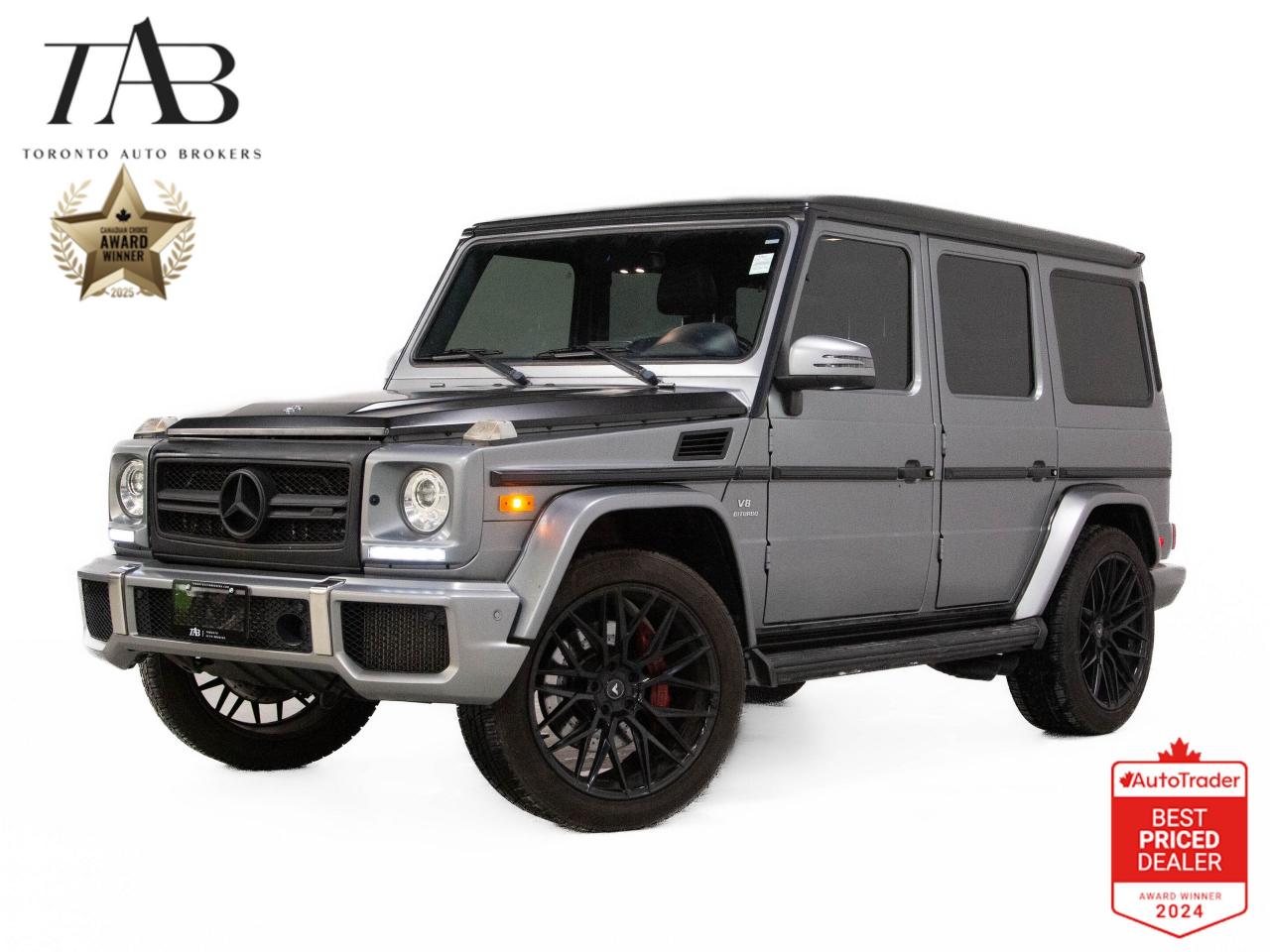 This beautiful 2016 Mercedes-Benz G-Class AMG G63 is an Ontario vehicle with a clean CARFAX report. A true icon of luxury and performance, this SUV is powered by a handcrafted AMG 5.5L V8 Biturbo engine. With its rugged yet refined design, 22-inch wheels, and Burmester premium audio, this G63 offers an unmatched driving experience on and off the road.

Key Features Include:

Handcrafted AMG 5.5L V8 Biturbo Engine
22 Aluminum Alloy Wheels
Burmester Premium Surround Sound System
AMG Performance Exhaust System
Heated & Ventilated Front Seats
Heated Rear Seats & Heated Steering Wheel
Nappa Leather Interior & Wood Trim
Harman/Kardon Premium Audio
Hard Drive Navigation System w/ Real-Time Traffic
Adaptive Cruise Control & Blind Spot Monitor
Rain-Sensing Wipers & Heated Windshield Washer Jets
HID/Xenon Headlights & LED Daytime Running Lights
Running Boards & Headlight Brush Guard
Power Tilt & Telescopic Steering Wheel
Rearview Camera & Parking Sensors

NOW OFFERING 3 MONTH DEFERRED FINANCING PAYMENTS ON APPROVED CREDIT. 

WE OFFER THE BEST FINANCE RATES, AND DONT CHARGE ANY FINANCING FEE 

Looking for a top-rated pre-owned luxury car dealership in the GTA? Look no further than Toronto Auto Brokers (TAB)! Were proud to have won multiple awards, including the 2024 AutoTrader Best Priced Dealer, the 2024 CarGurus Award, the 2025 Top Choice Award, the 2025 Canadian Choice Award, the 2024 Three Best Rated Dealer Award, and many more!

With 30 years of experience serving the Greater Toronto Area, TAB is a respected and trusted name in the pre-owned luxury car industry. Our 30,000 sq.Ft indoor showroom is home to a wide range of luxury vehicles from top brands like BMW, Mercedes-Benz, Audi, Porsche, Land Rover, Jaguar, Aston Martin, Bentley, Maserati, and more. And we dont just serve the GTA, were proud to offer our services to all cities in Canada, including Vancouver, Montreal, Calgary, Edmonton, Winnipeg, Saskatchewan, Halifax, and more.

At TAB, were committed to providing a no-pressure environment and honest work ethics. As a family-owned and operated business, we treat every customer like family and ensure that every interaction is a positive one. Come experience the TAB Lifestyle at its truest form, luxury car buying has never been more enjoyable and exciting!

We offer a variety of services to make your purchase experience as easy and stress-free as possible. From competitive and simple financing and leasing options to extended warranties, aftermarket services, and full history reports on every vehicle, we have everything you need to make an informed decision. We welcome every trade, even if youre just looking to sell your car without buying, and when it comes to financing or leasing, we offer same day approvals, with access to over 50 lenders, including all of the banks in Canada. Feel free to check out your own Equifax credit score without affecting your credit score, simply click on the Equifax tab above and see if you qualify.

So if youre looking for a luxury pre-owned car dealership in Toronto, look no further than TAB! We proudly serve the GTA, including Toronto, Etobicoke, Woodbridge, North York, York Region, Vaughan, Thornhill, Richmond Hill, Mississauga, Scarborough, Markham, Oshawa, Peteborough, Hamilton, Newmarket, Orangeville, Aurora, Brantford, Barrie, Kitchener, Niagara Falls, Oakville, Cambridge, Kitchener, Waterloo, Guelph, London, Windsor, Orillia, Pickering, Ajax, Whitby, Durham, Cobourg, Belleville, Kingston, Ottawa, Montreal, Vancouver, Winnipeg, Calgary, Edmonton, Regina, Halifax, and more.

Call us today or visit our website to learn more about our inventory and services. And remember, all prices exclude applicable taxes and licensing, and vehicles can be certified at an additional cost of $799.