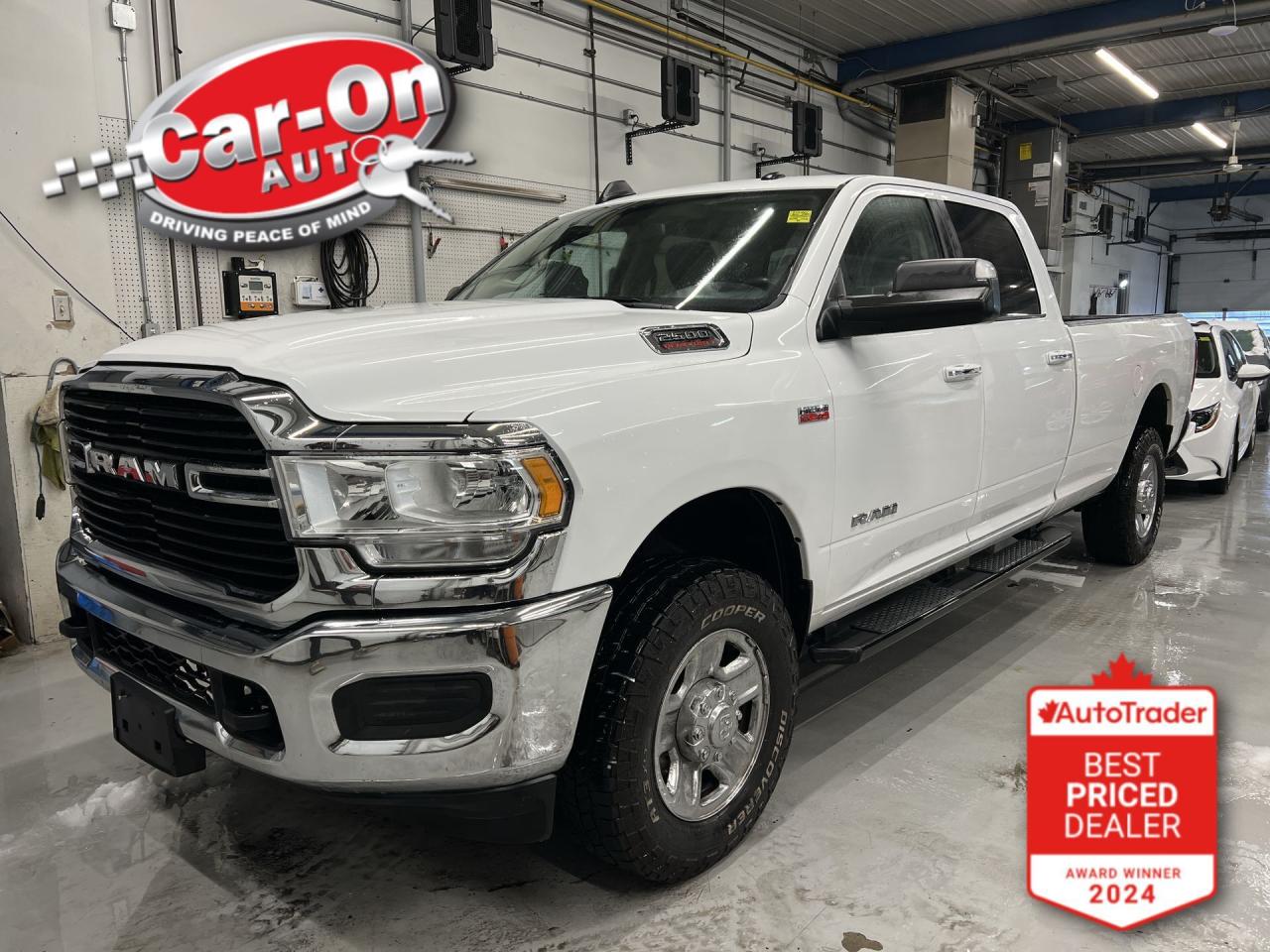 ONLY 80,000 KMS! 4x4 CREW CAB BIG HORN W/ 6.4L HEMI AND 8-FT BOX! Backup camera, running boards, tow package w/ integrated trailer brake controller, premium power seat, automatic headlights, keyless entry w/ push start, air conditioning, Bluetooth, power windows, power locks, power mirrors, cruise control and more! This vehicle just landed and is awaiting a full detail and photo shoot. Contact us and book your road test today!