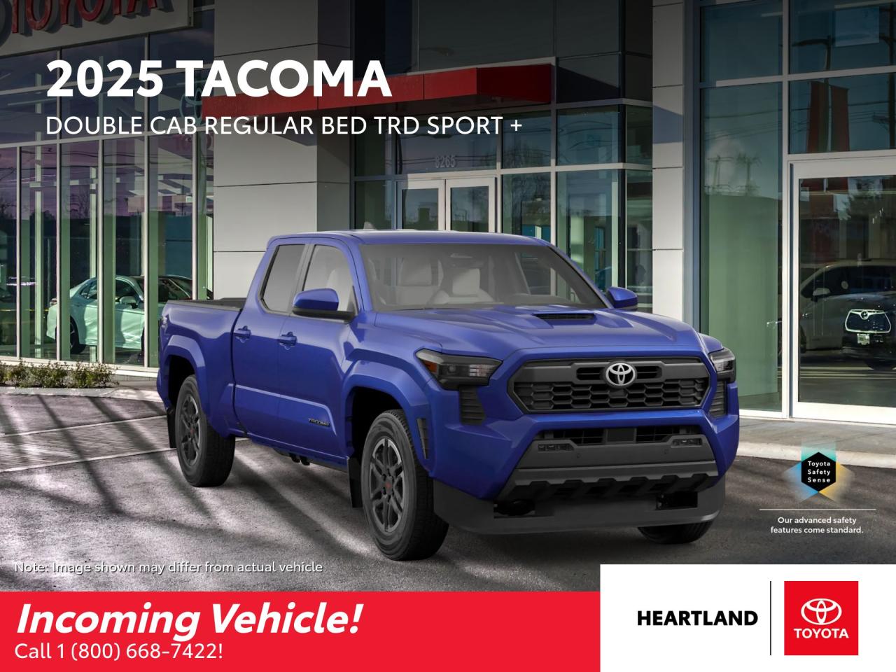 <p>The 2025 Toyota Tacoma Double Cab TRD Sport+ is designed for adventure enthusiasts who crave both performance and comfort. This mid-size truck boasts a 2.4L turbocharged engine, delivering up to 270 horsepower and 310 lb-ft of torque. It features a sport-tuned suspension, off-road capabilities, and a sleek, rugged design that turns heads on and off the road. Whether youre towing up to 6,400 lbs. or exploring rugged terrain, the Tacoma TRD Sport+ is built to handle it all!</p><p>VTN 1264837</p><p>ETA 03/13/25 - 03/15/2025</p>