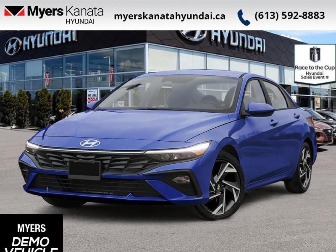 <b>Remote Start,  Heated Steering Wheel,  Blind Spot Detection,  Heated Seats,  Lane Keep Assist!</b><br> <br> <br> <br>  Full of cutting edge technology and brimming with bold style, this 2025 Elantra is more than just an affordable family sedan. <br> <br>This 2025 Elantra was made to be the sharpest compact sedan on the road. With tons of technology packed into the spacious and comfortable interior, along with bold and edgy styling inside and out, this family sedan makes the unexpected your daily driver. <br> <br> This yp5 - nnb-nnb sedan  has an automatic transmission and is powered by a  147HP 2.0L 4 Cylinder Engine.<br> <br> Our Elantras trim level is Preferred. Standard features include remote engine start, front heated seats with a heated steering wheel, remote keyless entry, aluminum-alloy wheels, and an 8-inch display with Apple CarPlay and Android Auto. Safety features also include blind spot detection, lane keeping assist with lane departure warning, front and rear collision mitigation, and forward collision avoidance with pedestrian detection. This vehicle has been upgraded with the following features: Remote Start,  Heated Steering Wheel,  Blind Spot Detection,  Heated Seats,  Lane Keep Assist,  Collision Mitigation,  Apple Carplay.  This is a demonstrator vehicle driven by a member of our staff, so we can offer a great deal on it.<br><br> <br>To apply right now for financing use this link : <a href=https://www.myerskanatahyundai.com/finance/ target=_blank>https://www.myerskanatahyundai.com/finance/</a><br><br> <br/>    This vehicle may qualify for $500 Military Program Bonus. Eligible customers may qualify for the Hyundai 0.50% Loyalty Finance Rate Reduction - certain restrictions may apply. 6.49% financing for 96 months. <br> Buy this vehicle now for the lowest weekly payment of <b>$105.36</b> with $0 down for 96 months @ 6.49% APR O.A.C. ( Plus applicable taxes -  $2596 and licensing fees    ).  Incentives expire 2025-06-02.  See dealer for details. <br> <br>This vehicle is located at Myers Kanata Hyundai 400-2500 Palladium Dr Kanata, Ontario. <br><br> Come by and check out our fleet of 20+ used cars and trucks and 90+ new cars and trucks for sale in Kanata.  o~o