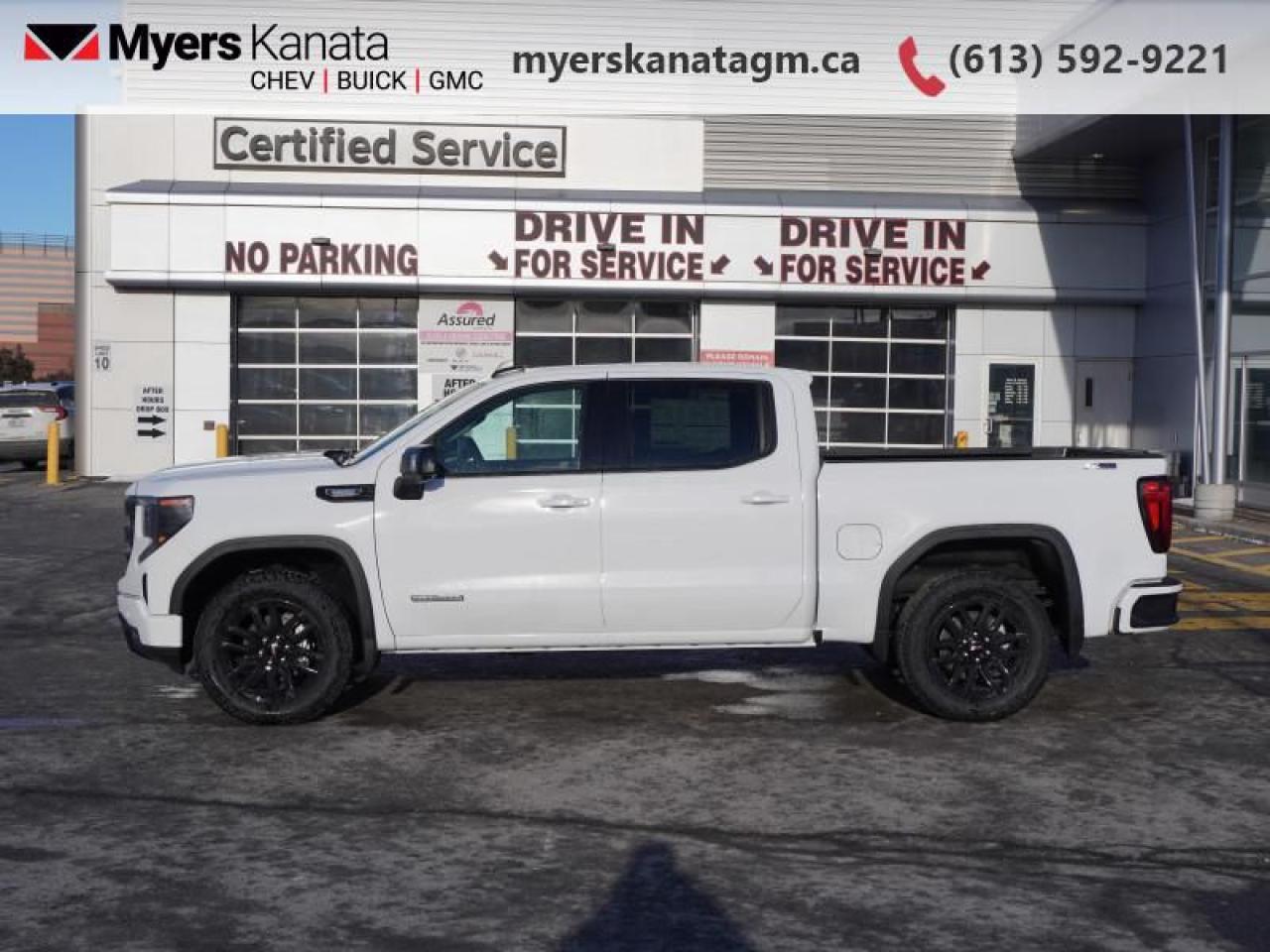 <b>Leather Seats, Duramax 3.0L Turbo Diesel Engine, Premium Package, X31 Off-Road and Protection Package, Spray-On Bedliner!</b><br> <br> <br> <br>At Myers, we believe in giving our customers the power of choice. When you choose to shop with a Myers Auto Group dealership, you dont just have access to one inventory, youve got the purchasing power of an entire auto group behind you!<br> <br>  This 2025 Sierra 1500 is engineered for ultra-premium comfort, offering high-tech upgrades, beautiful styling, authentic materials and thoughtfully crafted details. <br> <br>This 2025 GMC Sierra 1500 stands out in the midsize pickup truck segment, with bold proportions that create a commanding stance on and off road. Next level comfort and technology is paired with its outstanding performance and capability. Inside, the Sierra 1500 supports you through rough terrain with expertly designed seats and robust suspension. This amazing 2025 Sierra 1500 is ready for whatever.<br> <br> This summit white sought after diesel crew cab 4X4 pickup   has an automatic transmission and is powered by a  305HP 3.0L Straight 6 Cylinder Engine.<br> <br> Our Sierra 1500s trim level is Elevation. Upgrading to this trim rewards you with a black gloss grille and unique aluminum wheels, a massive 13.4 inch touchscreen display with wireless Apple CarPlay and Android Auto, wireless streaming audio, SiriusXM, plus a 4G LTE hotspot. Additionally, this pickup truck also features IntelliBeam LED headlights, remote engine start, forward collision warning and lane keep assist, a trailer-tow package, LED cargo area lighting, teen driver technology plus so much more! This vehicle has been upgraded with the following features: Leather Seats, Duramax 3.0l Turbo Diesel Engine, Premium Package, X31 Off-road And Protection Package, Spray-on Bedliner, Multi-pro Tailgate, 6 Rectangular Tubular Assist Steps. <br><br> <br>To apply right now for financing use this link : <a href=https://www.myerskanatagm.ca/finance/ target=_blank>https://www.myerskanatagm.ca/finance/</a><br><br> <br/> Total  rebate of $6000 is reflected in the price.  Incentives expire 2025-03-31.  See dealer for details. <br> <br>Myers Kanata Chevrolet Buick GMC Inc is a great place to find quality used cars, trucks and SUVs. We also feature over a selection of over 50 used vehicles along with 30 certified pre-owned vehicles. Our Ottawa Chevrolet, Buick and GMC dealership is confident that youll be able to find your next used vehicle at Myers Kanata Chevrolet Buick GMC Inc. You will always find our inventory updated with the latest models. Our team believes in giving nothing but the best to our customers. Visit our Ottawa GMC, Chevrolet, and Buick dealership and get all the information you need today!<br> Come by and check out our fleet of 20+ used cars and trucks and 190+ new cars and trucks for sale in Kanata.  o~o