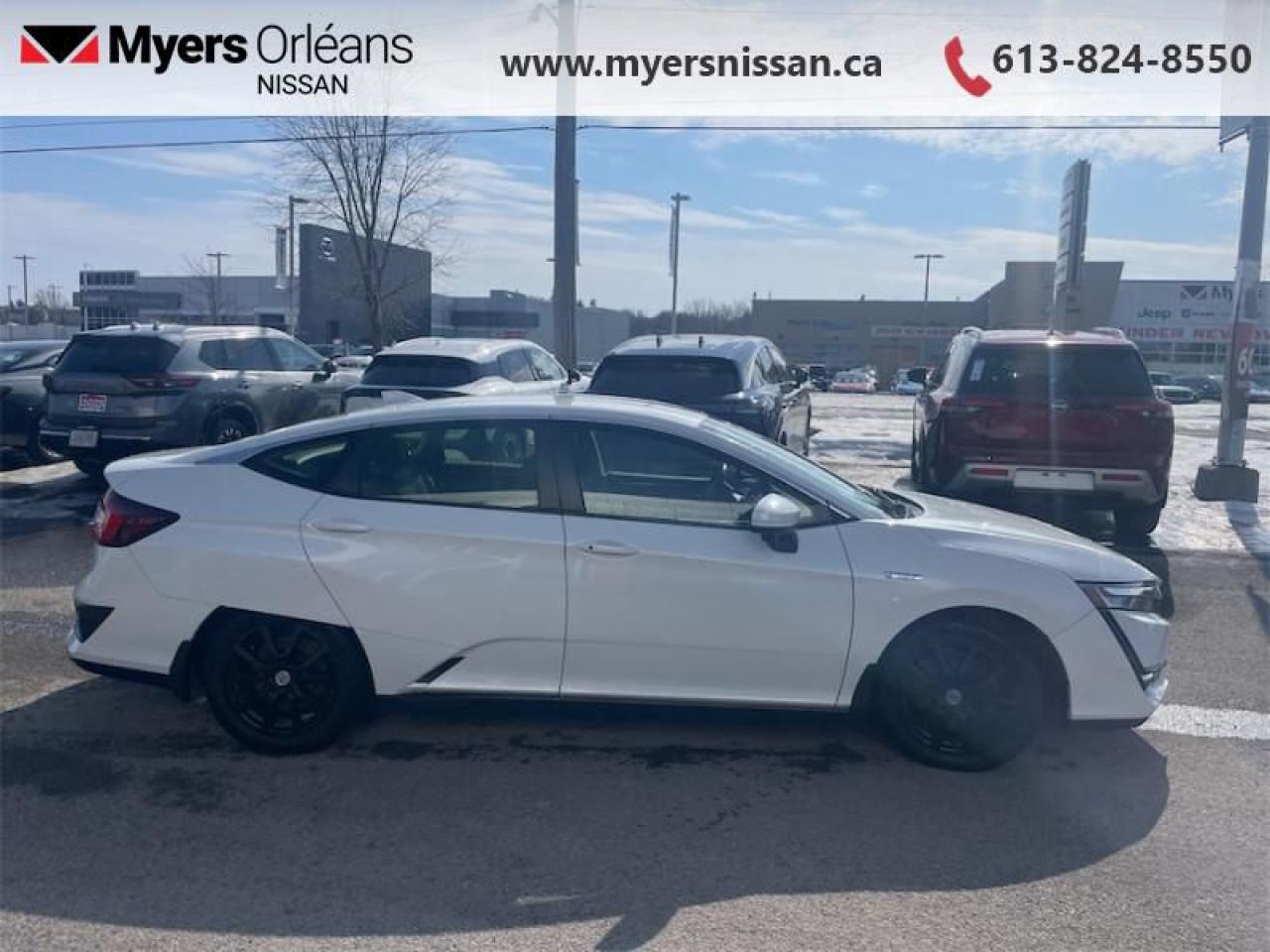 <b>Navigation, Leather Seats, Heated Seats, Remote Start, Apple CarPlay, Android Auto, Lane Keep Assist, Collision Mitigation, Blind Spot Monitoring, Adaptive Cruise Control</b><br> <br>  Compare at $20080 - Our Price is just $19495! <br> <br>   This plug-in hybrid handles like a sports car, while offering premium levels of comfort, and the fuel economy of a small compact economy car! This  2018 Honda Clarity Plug-In Hybrid is fresh on our lot in Orleans. <br> <br>More than loving nature, its about living life and everything in it. Today, tomorrow and all of the tomorrows after that, Honda is commited to building a greener future and it begins with the Honda Clarity. This plug-in hybrid offers a solution to problems that hindered other hybrids. It has plenty of power, a light weight battery that adds about 70 kilometers of range, excellent levels of comfort that are on par with luxury premium sedans, and a futuristic design that is specially designed for maximum aerodynamics. This  sedan has 130,205 kms. Its  platinum white pearl in colour  and is completely accident free based on the <a href=https://vhr.carfax.ca/?id=XfUTEXoVg2iRCqnHRvL+THRD/3HoNHyW target=_blank>CARFAX Report</a> . It has an automatic transmission and is powered by a  smooth engine.  <br> <br> Our Clarity Plug-In Hybrids trim level is Touring Sedan. This Clarity Touring takes the plug-in hybrid experience to the next level with navigation, leather seats and steering wheel, SiriusXM, and HD Radio. This amazing Honda is also equipped with 76 km of pure electric range, heated front seats, remote climate pre-conditioning, Apple CarPlay, Android Auto, Bluetooth, 8 inch display, Siri EyesFree, and Wi-Fi tethering. Driver assistance technology includes collision mitigation, lane keep assist, adaptive cruise control, and a blind spot monitor. Style and utility comes in heaps with aluminum wheels, HV charge mode, three driving modes, and steering wheel deceleration paddles, LED lighting, dual zone automatic climate control, multi-angle rearview camera, and a multi-function steering wheel.<br> <br/><br>We are proud to regularly serve our clients and ready to help you find the right car that fits your needs, your wants, and your budget.And, of course, were always happy to answer any of your questions.Proudly supporting Ottawa, Orleans, Vanier, Barrhaven, Kanata, Nepean, Stittsville, Carp, Dunrobin, Kemptville, Westboro, Cumberland, Rockland, Embrun , Casselman , Limoges, Crysler and beyond! Call us at (613) 824-8550 or use the Get More Info button for more information. Please see dealer for details. The vehicle may not be exactly as shown. The selling price includes all fees, licensing & taxes are extra. OMVIC licensed.Find out why Myers Orleans Nissan is Ottawas number one rated Nissan dealership for customer satisfaction! We take pride in offering our clients exceptional bilingual customer service throughout our sales, service and parts departments. Located just off highway 174 at the Jean DÀrc exit, in the Orleans Auto Mall, we have a huge selection of Used vehicles and our professional team will help you find the Nissan that fits both your lifestyle and budget. And if we dont have it here, we will find it or you! Visit or call us today.<br>*LIFETIME ENGINE TRANSMISSION WARRANTY NOT AVAILABLE ON VEHICLES WITH KMS EXCEEDING 140,000KM, VEHICLES 8 YEARS & OLDER, OR HIGHLINE BRAND VEHICLE(eg. BMW, INFINITI. CADILLAC, LEXUS...)<br> Come by and check out our fleet of 20+ used cars and trucks and 110+ new cars and trucks for sale in Orleans.  o~o