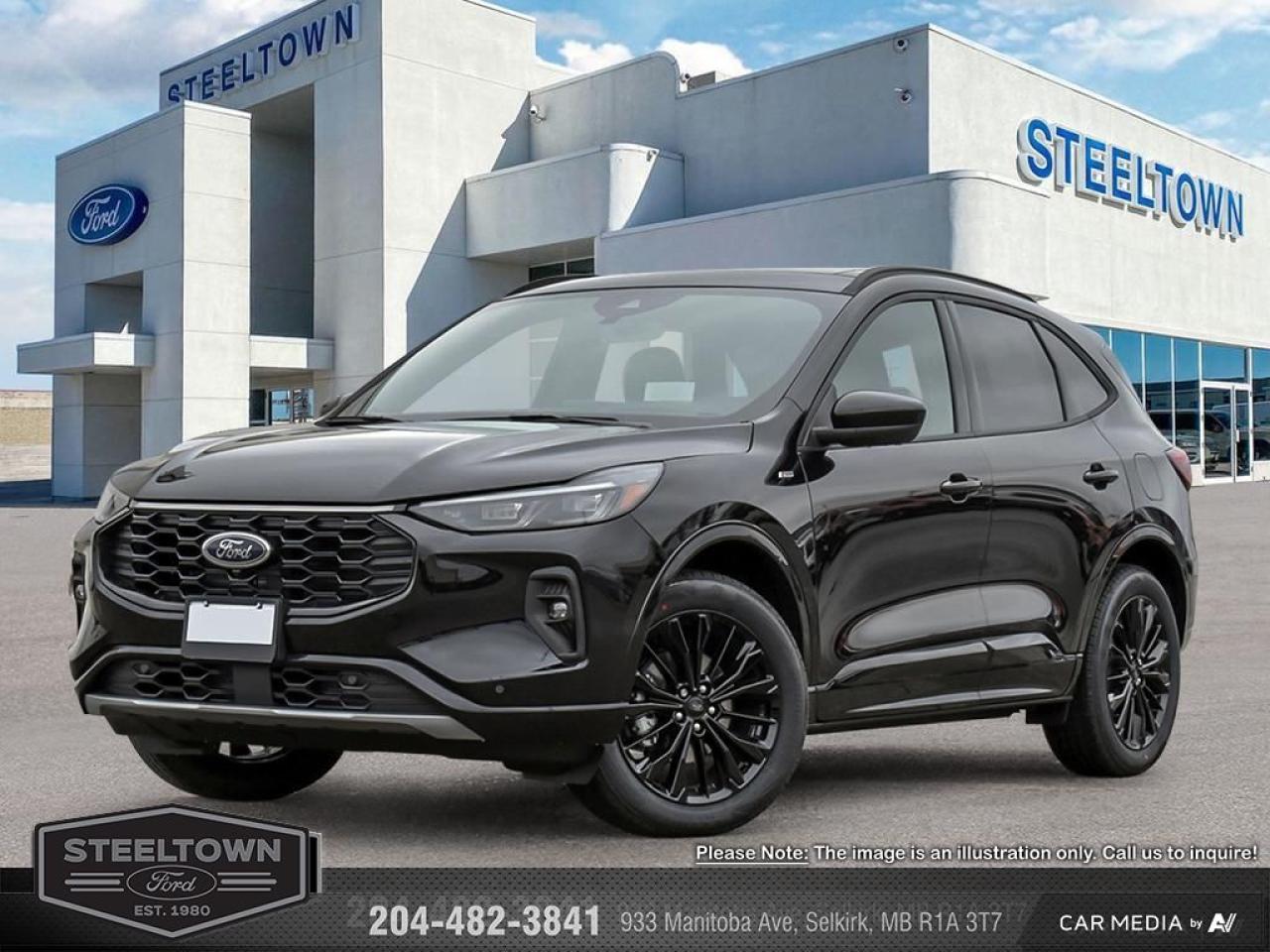 <b>Navigation,  Adaptive Cruise Control,  360 Camera,  Remote Start,  Heated Seats!</b><br> <br> <br> <br>We value your TIME, we wont waste it or your gas is on us!   We offer extended test drives and if you cant make it out to us we will come straight to you!<br> <br>  With an interior that easily adapts to your needs this 2025 Ford Escape is the perfect partner for the spontaneous adventurer. <br> <br>This Ford Escape was built for an active lifestyle and offers plenty of options for you to hit the road in your own individual style. Whether you need a family SUV for soccer practice, a capable adventure vehicle, or both, the versatile Ford Escape has you covered. Built for those who live on the go, the 2025 Ford Escape is made to be unstoppable.<br> <br> This agate black metallic SUV  has an automatic transmission and is powered by a  250HP 2.0L 4 Cylinder Engine.<br> <br> Our Escapes trim level is ST-Line Elite. This range-topping ST-Line Elite features unique exterior styling and upgrades such as inbuilt navigation, adaptive cruise control, a surround camera system, and evasive steering assist. The amazing standard features continue with heated ActiveX synthetic leather seats, a heated leatherette steering wheel, simulated wood interior trim, remote engine start, and an expansive 13.2-inch infotainment screen with wireless Apple CarPlay and Android Auto, SiriusXM satellite radio, and FordPass Connect 4G mobile hotspot internet access. Safety features include blind spot detection, lane keeping assist with lane departure warning, evasive steering assist, forward and rear collision mitigation, and front and rear parking sensors. Additional features include a power liftgate for rear cargo access, aluminum wheels, roof rack rails, LED headlights with automatic high beams, a keypad for extra security, and so much more. This vehicle has been upgraded with the following features: Navigation,  Adaptive Cruise Control,  360 Camera,  Remote Start,  Heated Seats,  Apple Carplay,  Android Auto. <br><br> View the original window sticker for this vehicle with this url <b><a href=http://www.windowsticker.forddirect.com/windowsticker.pdf?vin=1FMCU9PA4SUA92547 target=_blank>http://www.windowsticker.forddirect.com/windowsticker.pdf?vin=1FMCU9PA4SUA92547</a></b>.<br> <br>To apply right now for financing use this link : <a href=http://www.steeltownford.com/?https://CreditOnline.dealertrack.ca/Web/Default.aspx?Token=bf62ebad-31a4-49e3-93be-9b163c26b54c&La target=_blank>http://www.steeltownford.com/?https://CreditOnline.dealertrack.ca/Web/Default.aspx?Token=bf62ebad-31a4-49e3-93be-9b163c26b54c&La</a><br><br> <br/> Total  rebate of $3000 is reflected in the price.  Incentives expire 2025-04-30.  See dealer for details. <br> <br>Family owned and operated in Selkirk for 35 Years.  <br>Steeltown Ford is located just 20 minutes North of the Perimeter Hwy, with an onsite banking center that offers free consultations. <br>Ask about our special dealer rates available through all major banks and credit unions.<br>Dealer retains all rebates, plus taxes, govt fees and Steeltown Protect Plus.<br>Steeltown Ford Protect Plus includes:<br>- Life Time Tire Warranty <br>Dealer Permit # 1039<br><br><br> Come by and check out our fleet of 110+ used cars and trucks and 160+ new cars and trucks for sale in Selkirk.  o~o