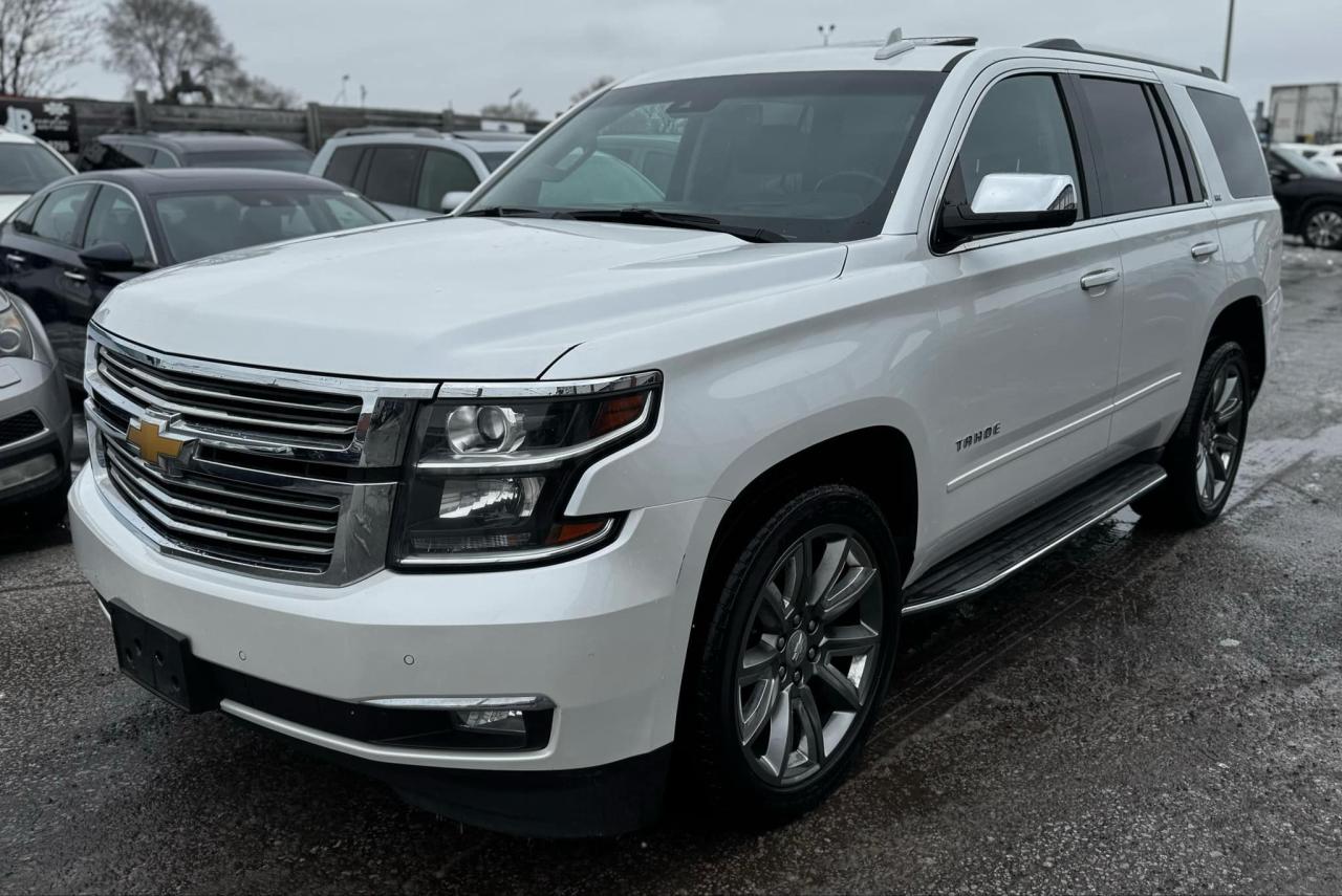 NEW ARRIVAL! GORGEOUS White on Black Leather Interior 2016 Chevrolet Tahoe LTZ with ONLY 128,494 KMS! NO ACCIDENTS! ONE OWNER! VERY CLEAN IN AND OUT! 5.3L V8. 7 Seater. Runs Great. No issues. FULLY LOADED with Navigation System, Backup Camera, Rear Seat Blu Ray Entertainment System, Front and 2nd Row Heated Seats, 2nd Row Power Release Bucket Seats, Front Cooling Seats, Heated Steering Wheel, Push Button Start, Power Liftgate, Remote Starter, Sunroof, Power Fold 3rd Row Seat, 22-inch Aluminum Rims, Power Tilt and Telescopic Steering, Front and Rear Park Assist, Bluetooth, Wireless Phone Charging, and MUCH MORE!! <br/> <br/>  <br/> SAFETY CERTIFIED AT NO EXTRA COST! <br/> <br/>  <br/> *Welcome to get vehicle checked by any mechanic before purchase* <br/> <br/>  <br/> All in price : $35,299 plus HST and licensing. <br/> <br/>  <br/> Call : 647-303-2585 or 647-631-8755 <br/> <br/>  <br/> E-mail : info@bramptonautocenter.ca <br/> <br/>  <br/> Brampton Auto Center <br/> 69 Eastern Avenue, Brampton ON, L6W 1X9. Unit 206 <br/> Brampton Auto Center, welcomes you! Family owned dealership located in the GTA. We take pride in our work. Customer service is our priority. Full disclosure with honesty. We are OMVIC registered and proud member of the UCDA. You are welcomed to get the vehicle checked by any mechanic before purchase, for quality assurance. Financing available for all types of credit! Good, bad or no credit. No problem! We will get you approved. Warranty options available for any year, make or model! Contact dealer for more details. <br/>