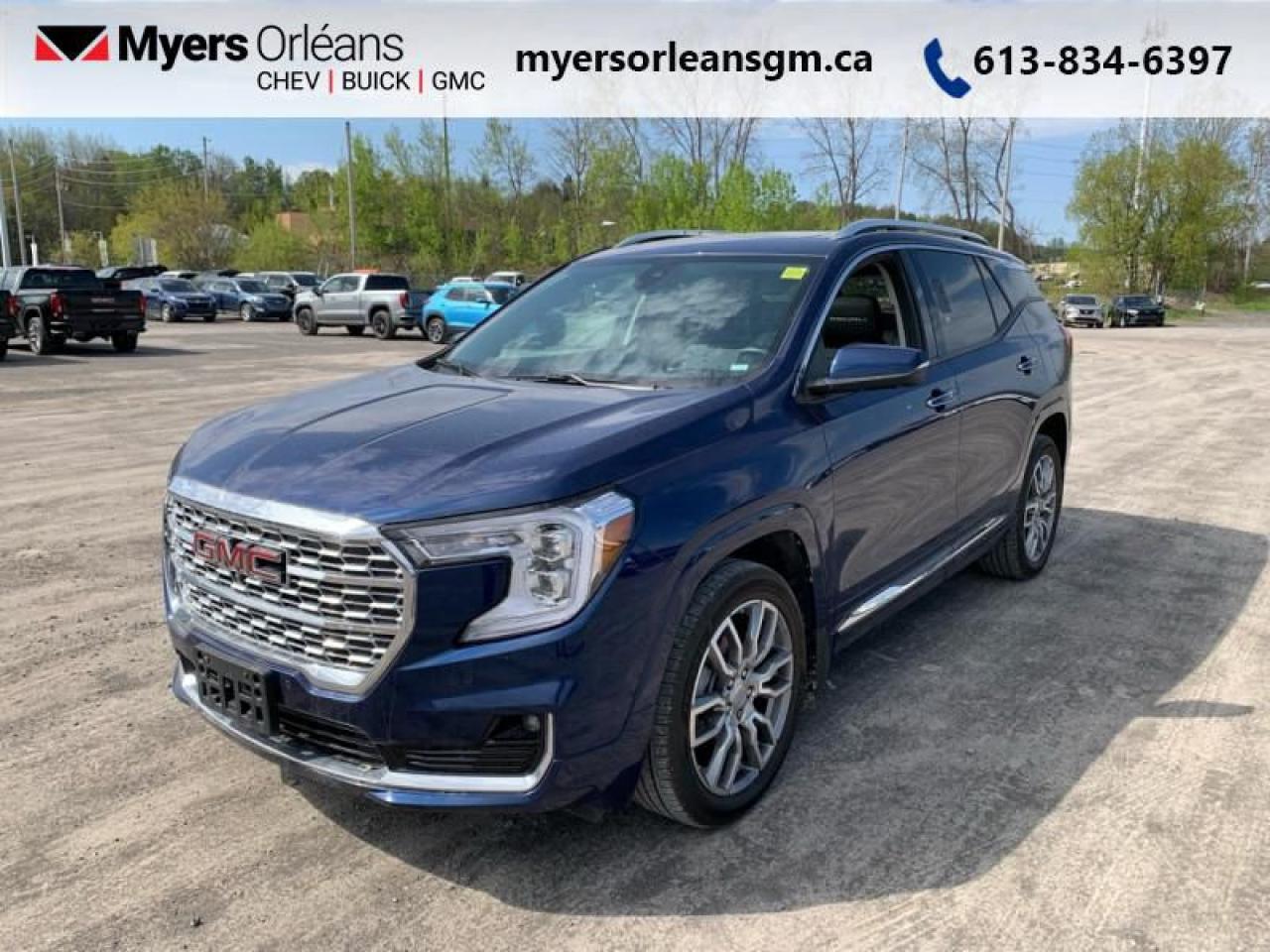 <b>Heads Up Display, Navigation, Cooled Seats, Leather Seats, Power Liftgate, Wireless Charging,  Remote Start, Android Auto, Apple CarPlay, Lane Keep Assist, Adaptive Cruise Control, 4G WiFi, Park Assist, Teen Driver</b><br> <br>    Iconic GMC styling, plus Professional Grade engineering make this 2022 Terrain an obvious choice for small SUVs. This  2022 GMC Terrain is for sale today in Orleans. <br> <br>This 2022 GMC Terrain shows that Professional Grade is more than an idea, its a way of life. From endless details that relentlessly improve the SUVs usability, to striking style, and amazing capability, this 2022 Terrain is exactly what you expect from a GMC SUV. The interior has a clean design, with upscale materials like soft-touch surfaces and premium trim. Quiet, spacious and comfortable, this Terrain is exactly what youd expect from the Professional Grade SUV. For the next step in the evolution of the crossover and small SUV segment, dont miss this GMC Terrain. This  SUV has 48,222 kms. Its  blue in colour  and is completely accident free based on the <a href=https://vhr.carfax.ca/?id=GE30Wpco046T0Wg1vQM4isCBzv3ygy+5 target=_blank>CARFAX Report</a> . It has an automatic transmission and is powered by a  170HP 1.5L 4 Cylinder Engine. <br> <br> Our Terrains trim level is Denali. This Terrain comes fully loaded with premium leather cooled seats with memory settings, a large colour touchscreen infotainment system featuring navigation, Apple CarPlay, Android Auto, SiriusXM, Bose premium audio, wireless charging and its 4G LTE capable. This luxurious Terrain Denali also comes with a power rear liftgate, automatic park assist, lane change alert with blind spot detection, exclusive aluminum wheels and exterior accents, a leather-wrapped steering wheel, lane keep assist with lane departure warning, forward collision alert, adaptive cruise control, a remote engine starter, HD surround vision camera, heads up display, LED signature lighting, an enhanced premium suspension and a 60/40 split-folding rear seat to make hauling larger items a breeze.<br> <br>To apply right now for financing use this link : <a href=https://www.myersorleansgm.ca/FinancePreQualForm target=_blank>https://www.myersorleansgm.ca/FinancePreQualForm</a><br><br> <br/><br> Buy this vehicle now for the lowest bi-weekly payment of <b>$243.98</b> with $0 down for 96 months @ 9.99% APR O.A.C. ( Plus applicable taxes -  Plus applicable fees   ).  See dealer for details. <br> <br>*MYERS LIFETIME ENGINE AND TRANSMISSION COVERAGE CERTIFICATE NOT AVAILABLE ON VEHICLES WITH KMS EXCEEDING 140,000KM, VEHICLES 8 YEARS & OLDER, OR HIGHLINE BRAND VEHICLE(eg. BMW, INFINITI. CADILLAC, LEXUS...)<br> Come by and check out our fleet of 90+ used cars and trucks and 150+ new cars and trucks for sale in Orleans.  o~o