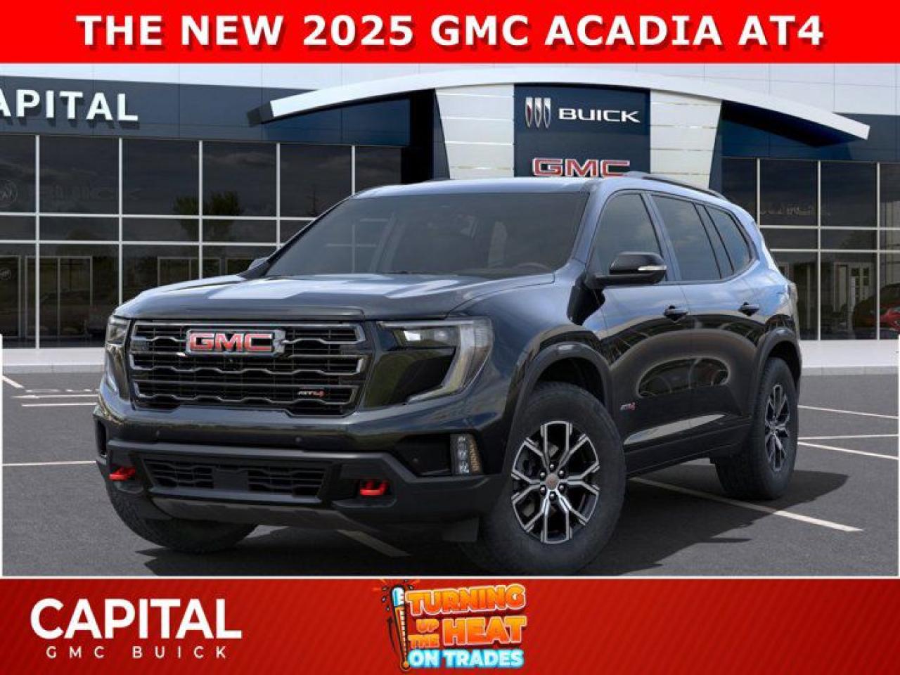 Take a look at this ALL-NEW 2025 GMC ACADIA AT4... This 7 Passenger Off-Road Capable Luxury SUV come fully equipped with options like Second Row Bucket Seats, Heated Seats, Heated Steering, 15 Diagonal Touchscreen, Adaptive Cruise Control, 360 CAM and so much more! CALL NOWAsk for the Internet Department for more information or book your test drive today! Text 825-445-0521 for fast answers at your fingertips!AMVIC Licensed Dealer - Licence Number B1044900Disclaimer: All prices are plus taxes and include all cash credits and loyalties. See dealer for details. AMVIC Licensed Dealer # B1044900