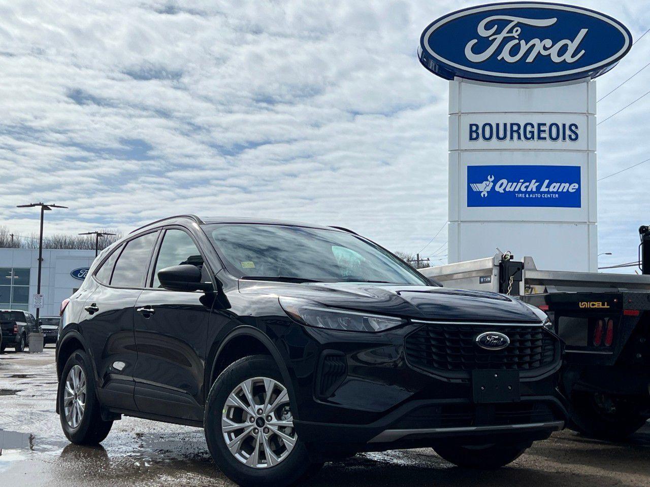 <p>Introducing the sleek and bold <strong>Ford Escape Active AWD</strong>, a stunning black SUV designed for confidence in every drive. This all-wheel-drive beauty ensures unrivaled handling, making it perfect for all terrains.</p><p>The Escape's exterior is a testament to stylish design, dressed in a glossy black finish, perfectly complemented by eye-catching alloy wheels. Sink into the cabin with its luxurious black interior, where comfort meets class, enhanced by heated seats and a heated steering wheel, providing an optimum driving experience.</p><p>This modern SUV is equipped with state-of-the-art technology, including a backup camera for effortless maneuvering and Bluetooth connectivity for seamless integration of your smart devices, ensuring you stay connected and entertained. Safety is enhanced with features such as lane assist and brake assist, providing peace of mind on every journey.</p><p>If you're an adventurer at heart or someone who values comfort and technology in equal measure, the Ford Escape Active AWD is your match. With just 90 km on the odometer and top-notch features like satellite radio and a Wi-Fi hotspot, this vehicle won't wait around for long. Reach out to our dealership today for more details on how to make this exceptional SUV yours!</p> <p><span style=color:rgb( 58 , 80 , 95 )>The discount shown on vehicle represents the </span><u>Cash Purchase</u><span style=color:rgb( 58 , 80 , 95 )> discount and is inclusive of all non-stackable and stackable cash purchase discounts from Ford of Canada and Bourgeois Motors Ltd. and is offered in lieu of sub-vented lease or finance rates. To get details on current discounts applicable to this and other vehicles in our inventory for Lease and Finance customer, see a member of our team. All offers for lease or finance are On Approved Credit (OAC).While every effort is made to ensure the accuracy of discounts and programs, programs are subject to change without notice </span><span style=color:rgb( 119 , 119 , 119 )>and may not be accurate or completely current. While every reasonable effort is made to ensure the accuracy of this data, we are not responsible for any errors or omissions contained on these pages.</span></p> <p><strong>Why Choose the Bourgeois Auto Group?</strong></p><p>For 80 years, Bourgeois Auto Group has been delivering exceptional automotive experiences. Our factor trained teams work to ensure you receive the shopping experience you deserve; whether you're looking for a new or new-to-you vehicle.</p><p>Shop 24/7 with our online showroom and chat service, ensuring convenience every step of the way. No hidden fees, full disclosure, and every pre-owned vehicle comes with a Carfax® report for peace of mind.</p><p>We offer a wide selection of pre-owned vehicles, all competitively priced using real-time market data. Get the best deal on your purchase and trade-in with our free Live Market Analysis report.</p><p>Looking to sell your car? We buy any make or modelno purchase required. Our simple to use online trade valuation tool will provide you with a clear, transparent selling experience whether you buy our car or not.</p><p>Backed by hundreds dedicated employees across 4 convenient locations, were here to meet all your automotive needs. Visit us in Midland or Parry Sound and explore our inventory or schedule your next service today.</p> <p><strong>Financing Your Next Vehicle with Bourgeois Motors Ford in Midland:</strong></p><p>At Bourgeois Motors Ford, we make financing your next vehicle simple and stress-free! Our team works with trusted lenders to find flexible options tailored to your budget. Drive away with confidenceapply today!</p><p>Take advantage of our online pre-qualification tool, backed by Equifax and TD Bank to find the payment that works for you. Simply <a href=https://www.bourgeoismotors.com/free-credit-check/ rel=nofollow><strong>CLICK HERE</strong></a><strong> </strong>to use our secure online credit tool with no impact to your credit.</p>