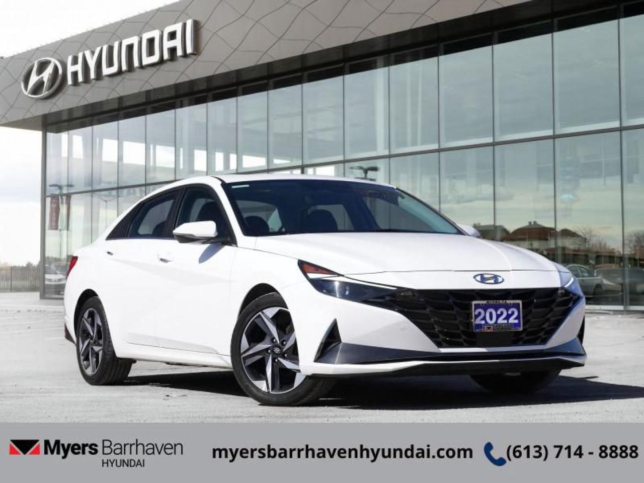<b>Low Mileage, Leather Seats,  Sunroof,  Navigation,  Premium Audio,  Wi-Fi!</b><br> <br>  Compare at $25738 - Our Price is just $24988! <br> <br>   Crisp lines, sharp styling, and unexpected comfort, this 2022 Elantra is exactly what the sedan segment needed. This  2022 Hyundai Elantra is for sale today. <br> <br>This 2022 Elantra was made to be the sharpest compact sedan on the road. With tons of technology packed into the spacious and comfortable interior, along with bold and edgy styling inside and out, this family sedan makes the unexpected your daily driver. This low mileage  sedan has just 39,099 kms. Its  white in colour  and is completely accident free based on the <a href=https://vhr.carfax.ca/?id=8I4TZarx3tR1/KXssrLx4ji0zExNYVj4 target=_blank>CARFAX Report</a> . It has an automatic transmission and is powered by a  147HP 2.0L 4 Cylinder Engine. <br> <br> Our Elantras trim level is Ultimate. This Ultimate Elantra takes infotainment and luxury to new levels with tech features like the Bose Premium Audio System, Blue Link wi-fi, and even more surprises while style and comfort features like leather seats, a sunroof, and chrome trim make your cabin a sanctuary. This Elantra is also equipped with an advanced safety suite including lane keep assist, forward and rear collision assist, driver monitoring, blind spot assist, and automatic highbeams. The incredible feature list continues with heated power seats for comfort while voice activated, touch screen infotainment including wireless connectivity with Android Auto, Apple CarPlay, and Bluetooth keeps you connected. Aluminum wheels and gorgeous styling make sure you stand out in a crowd while heated power side mirrors, proximity keyless entry with hands free cargo access, and a rear view camera make every day easier. This vehicle has been upgraded with the following features: Leather Seats,  Sunroof,  Navigation,  Premium Audio,  Wi-fi,  Heated Steering Wheel,  Lane Keep Assist. <br> <br/><br>*LIFETIME ENGINE TRANSMISSION WARRANTY NOT AVAILABLE ON VEHICLES WITH KMS EXCEEDING 140,000KM, VEHICLES 8 YEARS & OLDER, OR HIGHLINE BRAND VEHICLE(eg. BMW, INFINITI. CADILLAC, LEXUS...) o~o