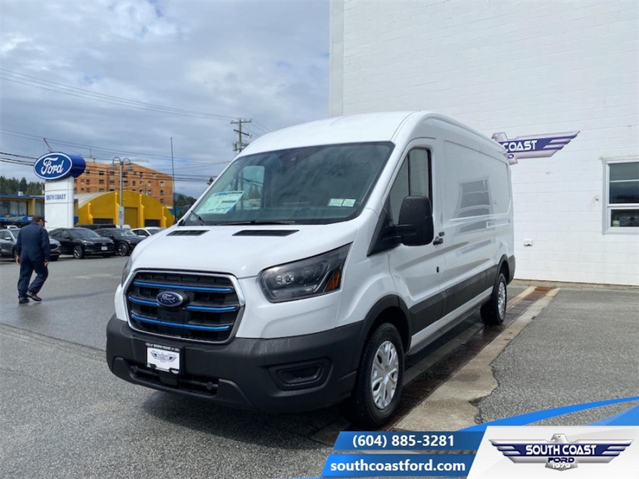 <b>Rear View Camera, Reverse Sensing System, Sync 4, Keyless Entry Pad, Vinyl Floor Covering!</b><br> <br> With a strong focus on versatility and capability, this all electric E-Transit is sure to be a great fit for your business.<br> <br>Leading the charge, this all electric Ford E-Transit was designed with efficiency, versatility, and ensures that you have the perfect tool for any job. With optimum daily range, this electic van allows your business to increase productivity without increasing your Co2 output. Whether you need to haul, tow, carry, or deliver, this Ford E-Transit is ready, willing and able to get it done right.<br> <br>This Oxford White van has a Single Speed transmission and is powered by a ELECTRIC MOTOR W/ENHANCED RANGE BATTERY engine. This vehicle has been upgraded with the following features: Rear View Camera, Reverse Sensing System, Sync 4, Keyless Entry Pad, Vinyl Floor Covering.<br><br> View the original window sticker for this vehicle with this url <b><a href=http://www.windowsticker.forddirect.com/windowsticker.pdf?vin=1FTBW9CM9SKA52843 target=_blank>http://www.windowsticker.forddirect.com/windowsticker.pdf?vin=1FTBW9CM9SKA52843</a></b>.<br> <br>To apply right now for financing use this link: <a href=https://www.southcoastford.com/financing/ target=_blank>https://www.southcoastford.com/financing/</a><br> <br/>Weve discounted this vehicle $6500. <br> Buy this vehicle now for the lowest bi-weekly payment of <b>$606.50</b> with $0 down for 84 months @ 7.99% APR O.A.C. ( taxes included, $695 Administration Fee included / Total Obligation of $99368 ). See dealer for details. <br><br>Call South Coast Ford Sales or come visit us in person. Were convenient to Sechelt, BC and located at 5606 Wharf Avenue. and look forward to helping you with your automotive needs. <br><br> Come by and check out our fleet of 20+ used cars and trucks and 100+ new cars and trucks for sale in Sechelt.  o~o