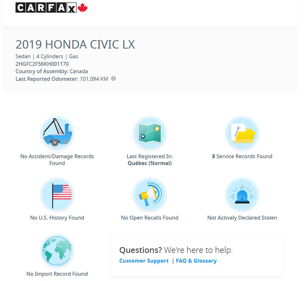 2019 Honda Civic LX+New Tires+Brakes+Adaptive Cruise+CLEAN CARFAX Photo